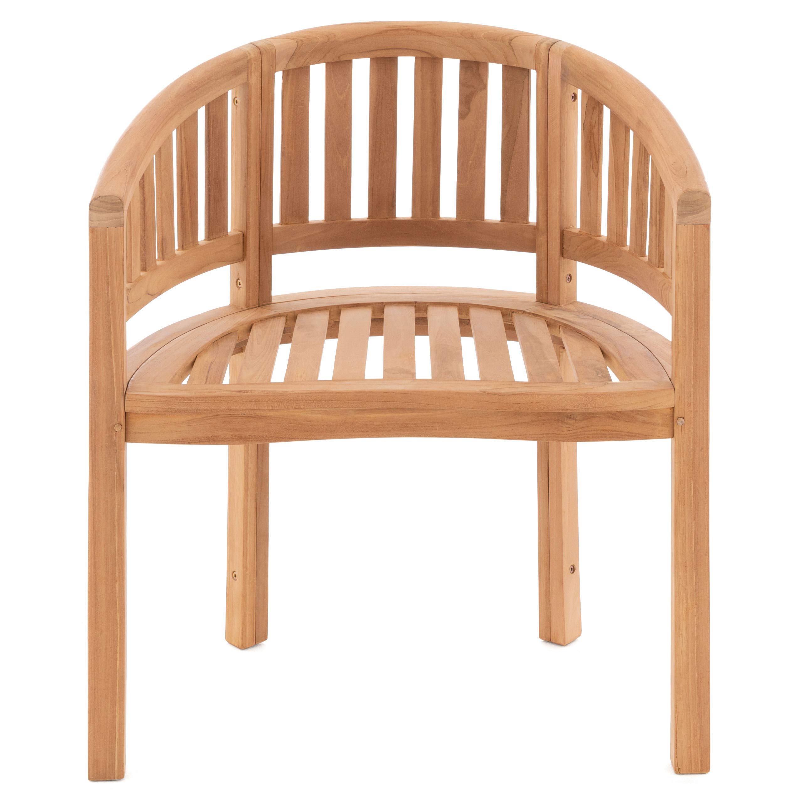 SONLEX Bananen-Stuhl Teak-Holz behandelt – Gartensessel Gartenstuhl Balkonstuhl Veranda-Stuhl Gartenmöbel geschwungen massiv handgemacht