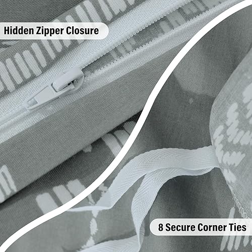 Miniatura 5 de Funda de edredón gris King  Funda de edredón 100% algodón tamaño King, transpirable y suave, juego de funda de edredón geométrico azteca, fundas de