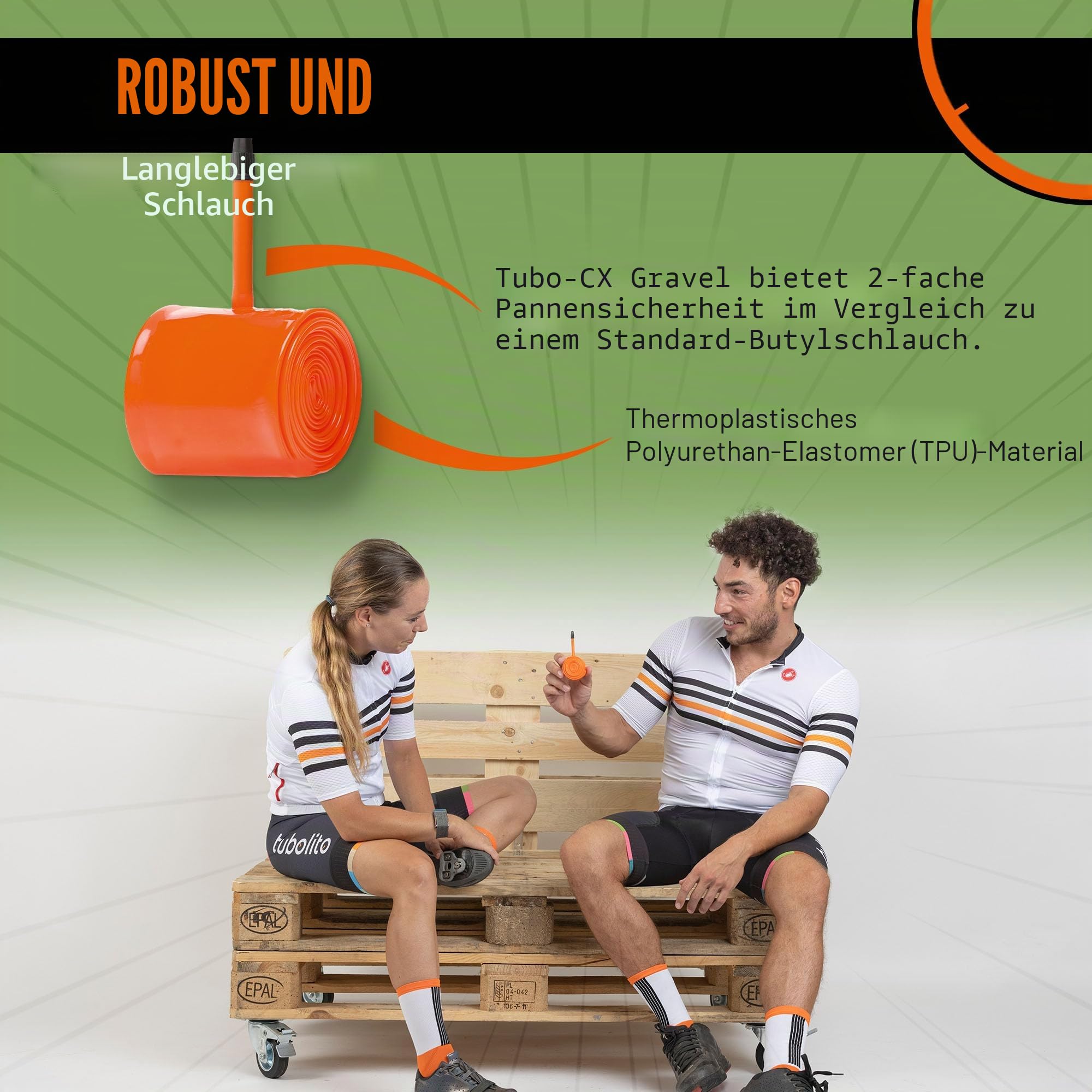 Tubolito CX/Gravel 700C x 32-50 mm, Presta-Ventil 42 mm/60 mm, leicht, stark und kompakt, Kompatibilität mit Scheibenfelgen und Bremsen