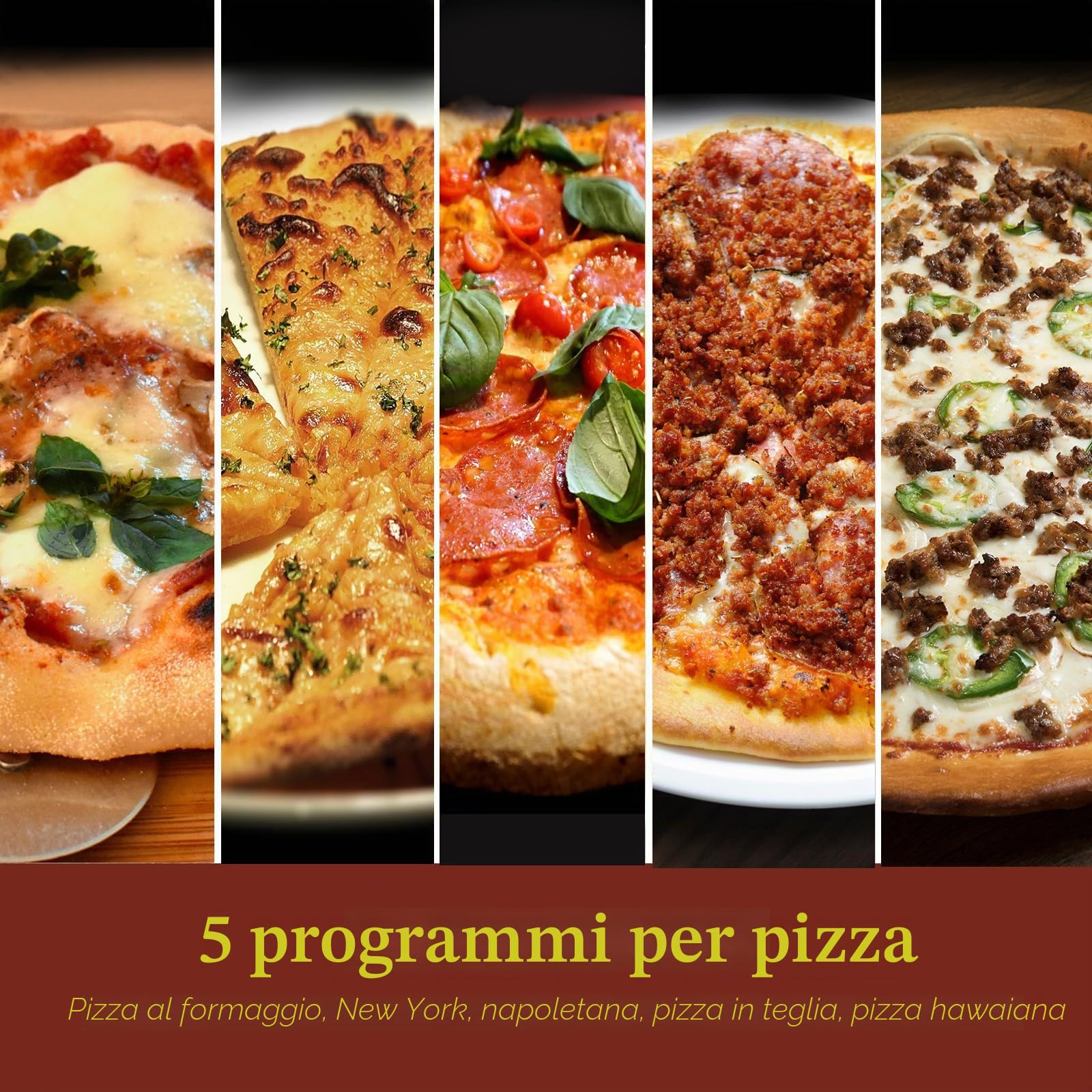 Forno per pizza elettrico - 6 programmi, 1700 W, temperatura massima 450 °C, ideale per pizze da 32 cm - 5 in 1: pizza, grill, mantenimento caldo, cottura e pasticceria