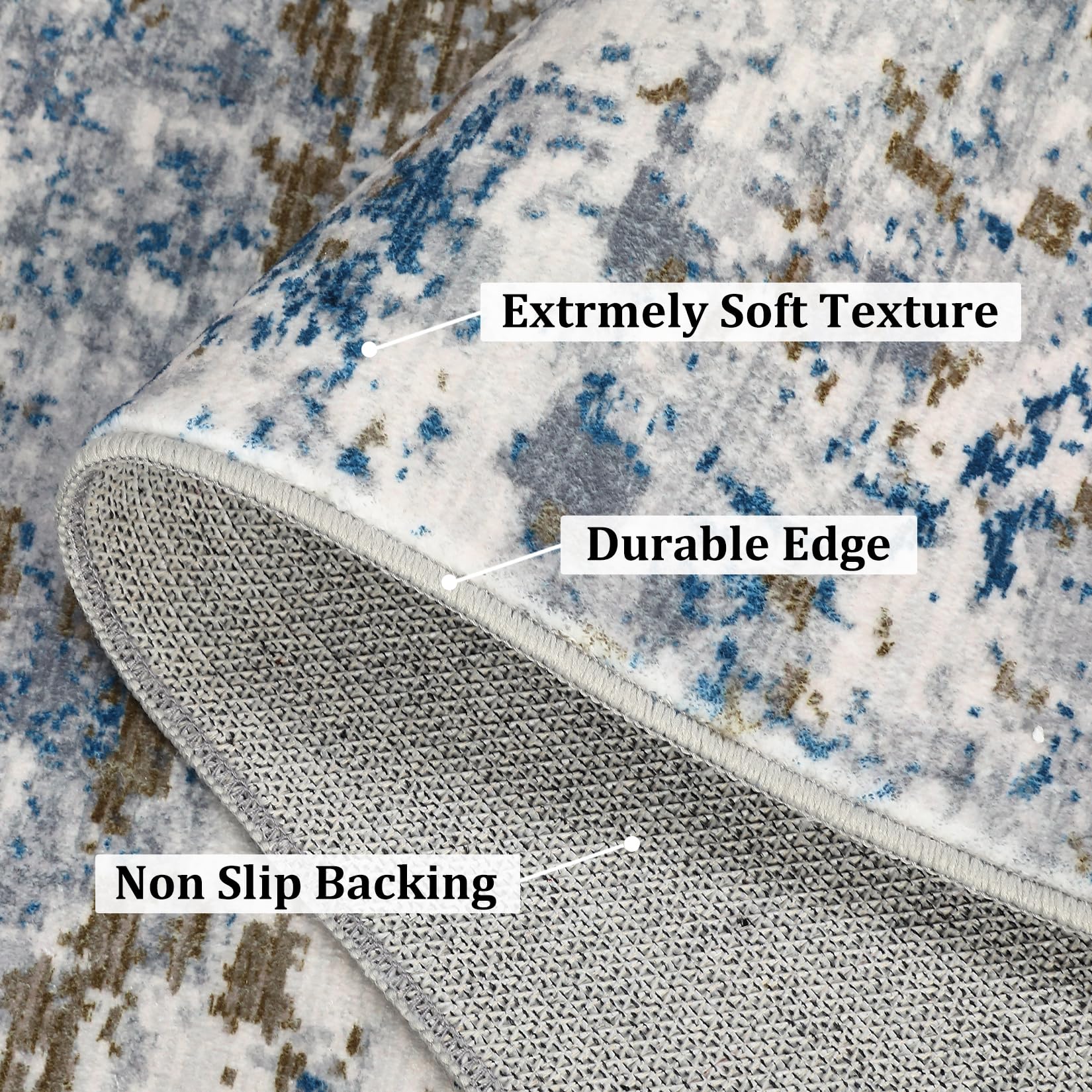 CAROMIO Modern Abstract Rug 120 x 170cm, Machine Washable Area Rug for Bedroom Low Pile Foldable Carpet - Image 3