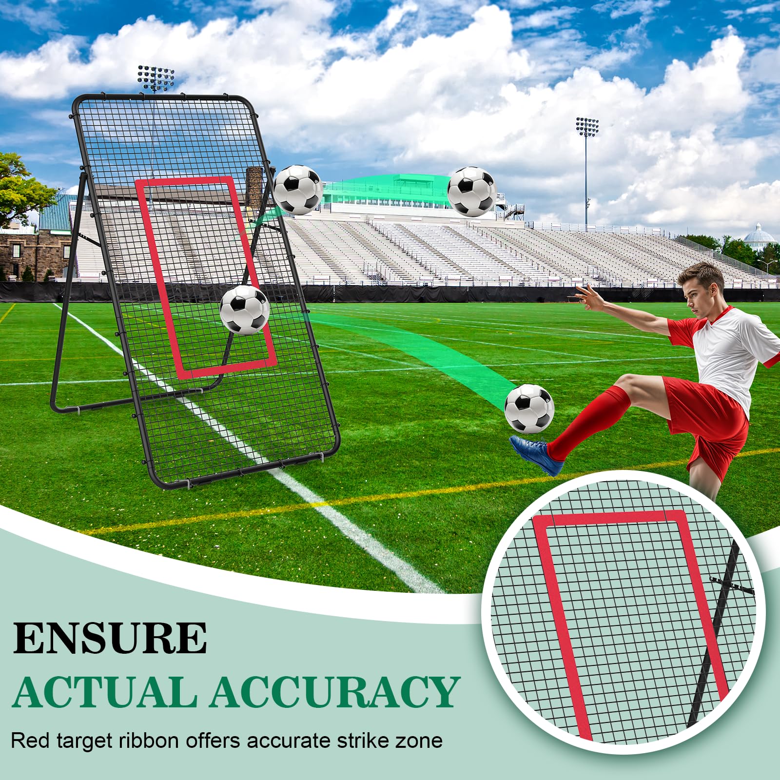 Volleyball Rebounder Netz 1.2M x 2.2M Fußball-Rebounder mit Ziel verstellbarem Winkel Trainingsgerät