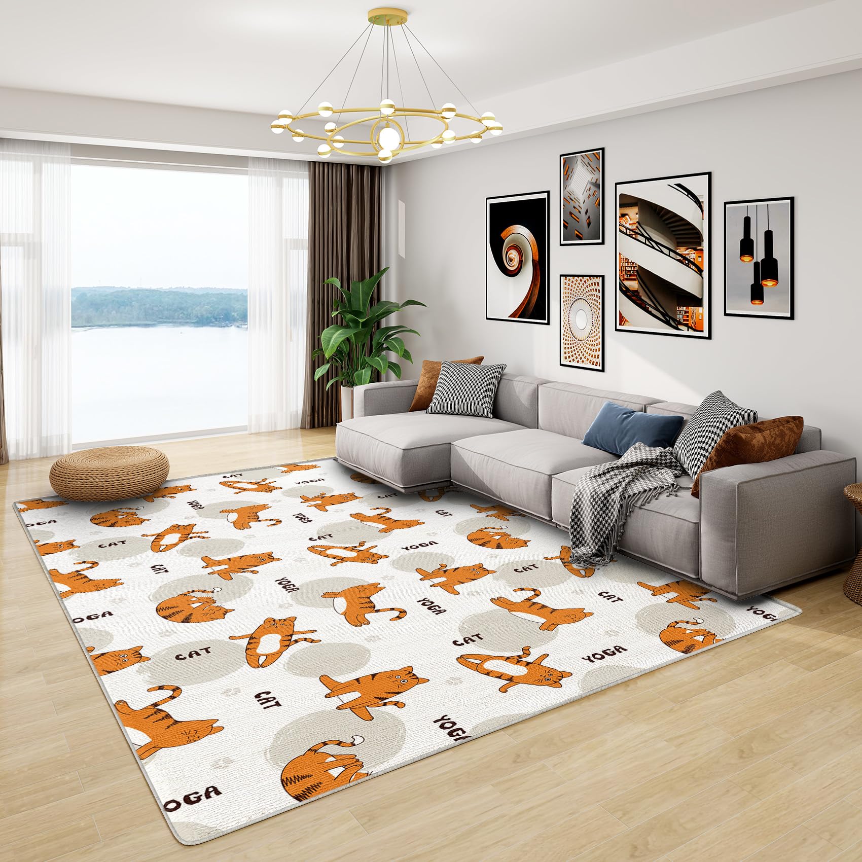 Cat Rug Kids - Cat Rug, Funny Cute Kitten Rugs for Living Room Bedroom, Washable Non Slip Soft Large Carpet, Patterned Area Rugs & Home Decor 100x150 cm