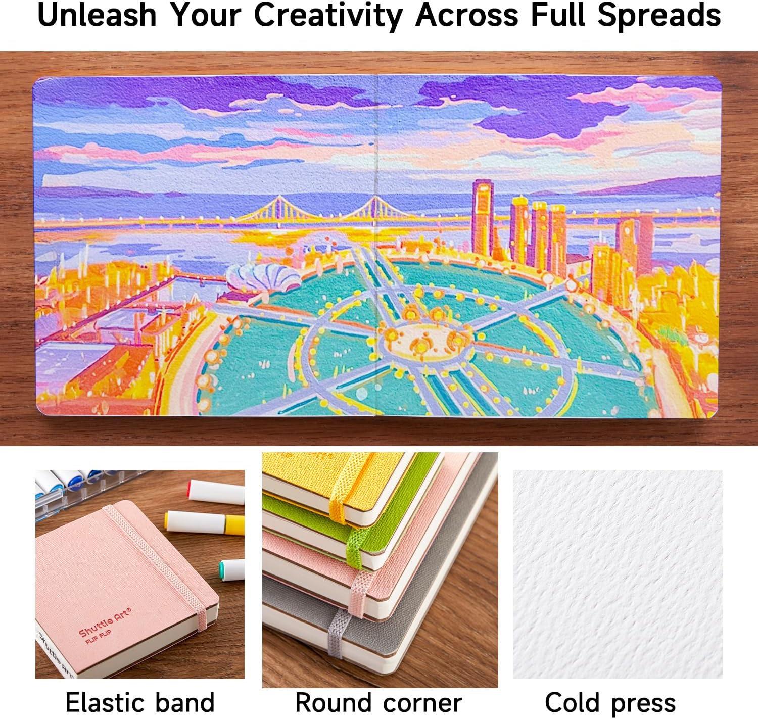 Shuttle Art Acrylic Paint Markers and Marker Journal Set, 36 Colors Automatic Ink Control Acrylic Paint Markers + 3.94x3.94 Watercolor Journal Set