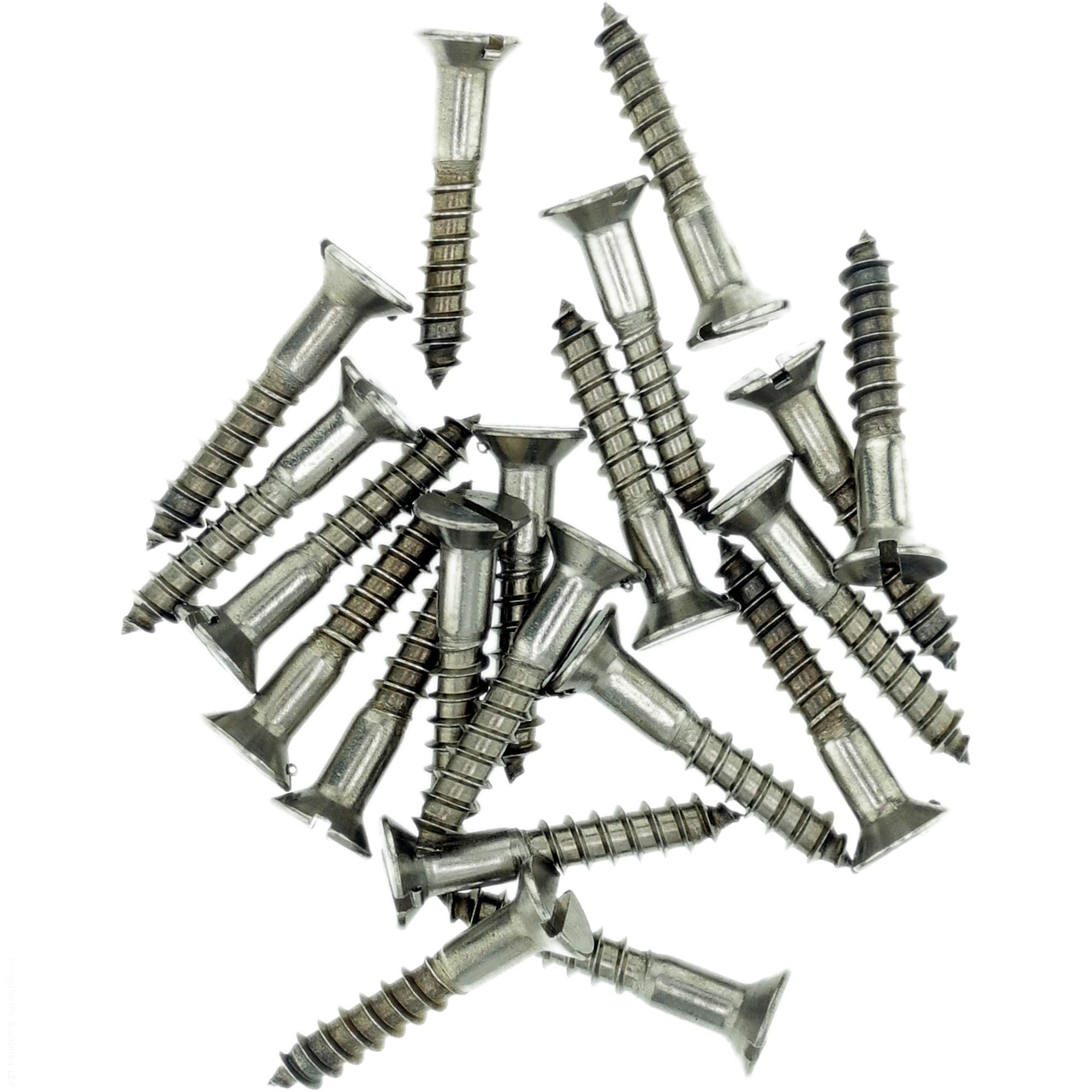 Singularity Supplies No.12 X 1.58 (5.5Mm X 40Mm) Slot Countersunk Wood Screw - Stainless Steel (A2) (Pack Of 20)