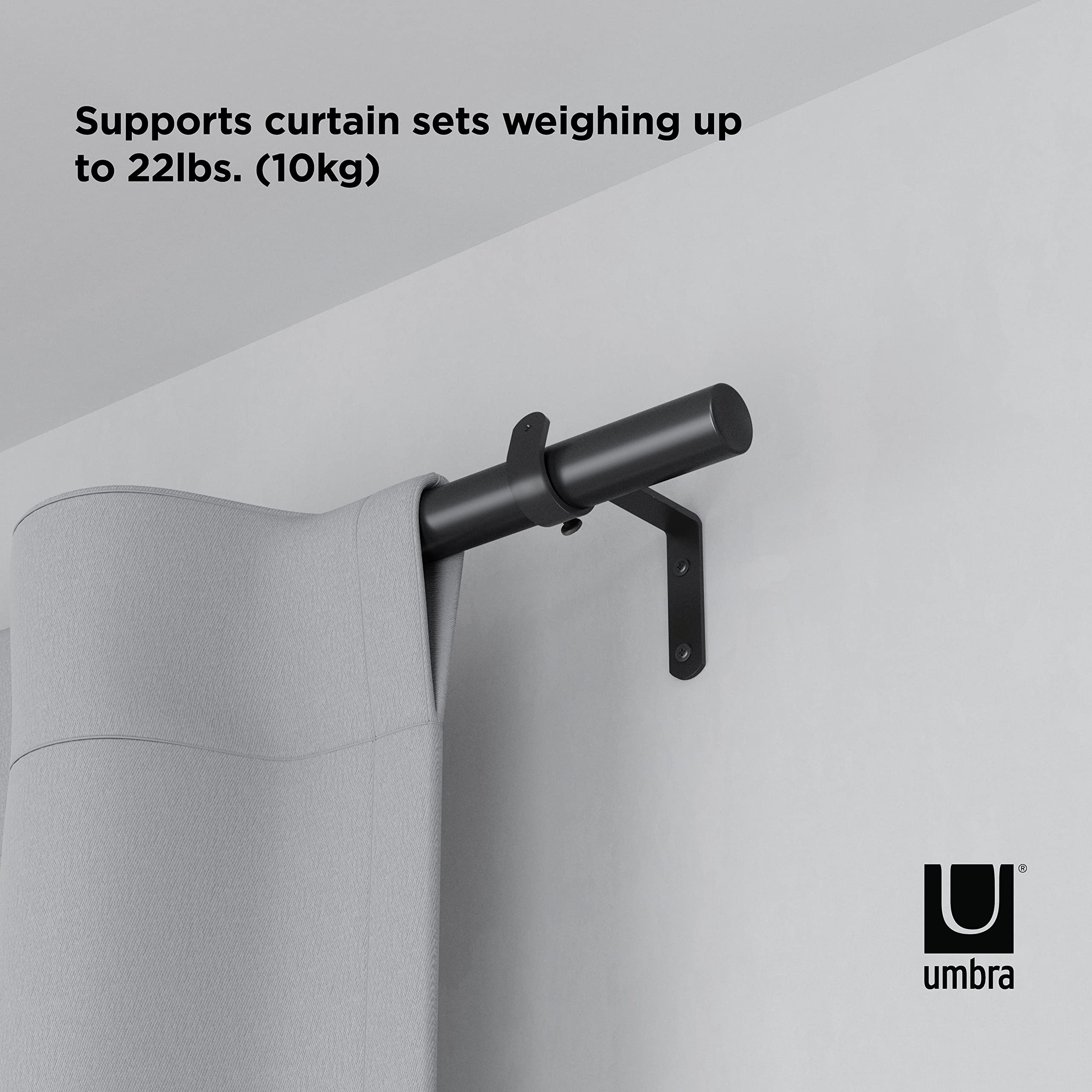 Umbra Zen Asta per Tende Regolabile da 2.5 cm, 82-326 cm, Nero Opaco
