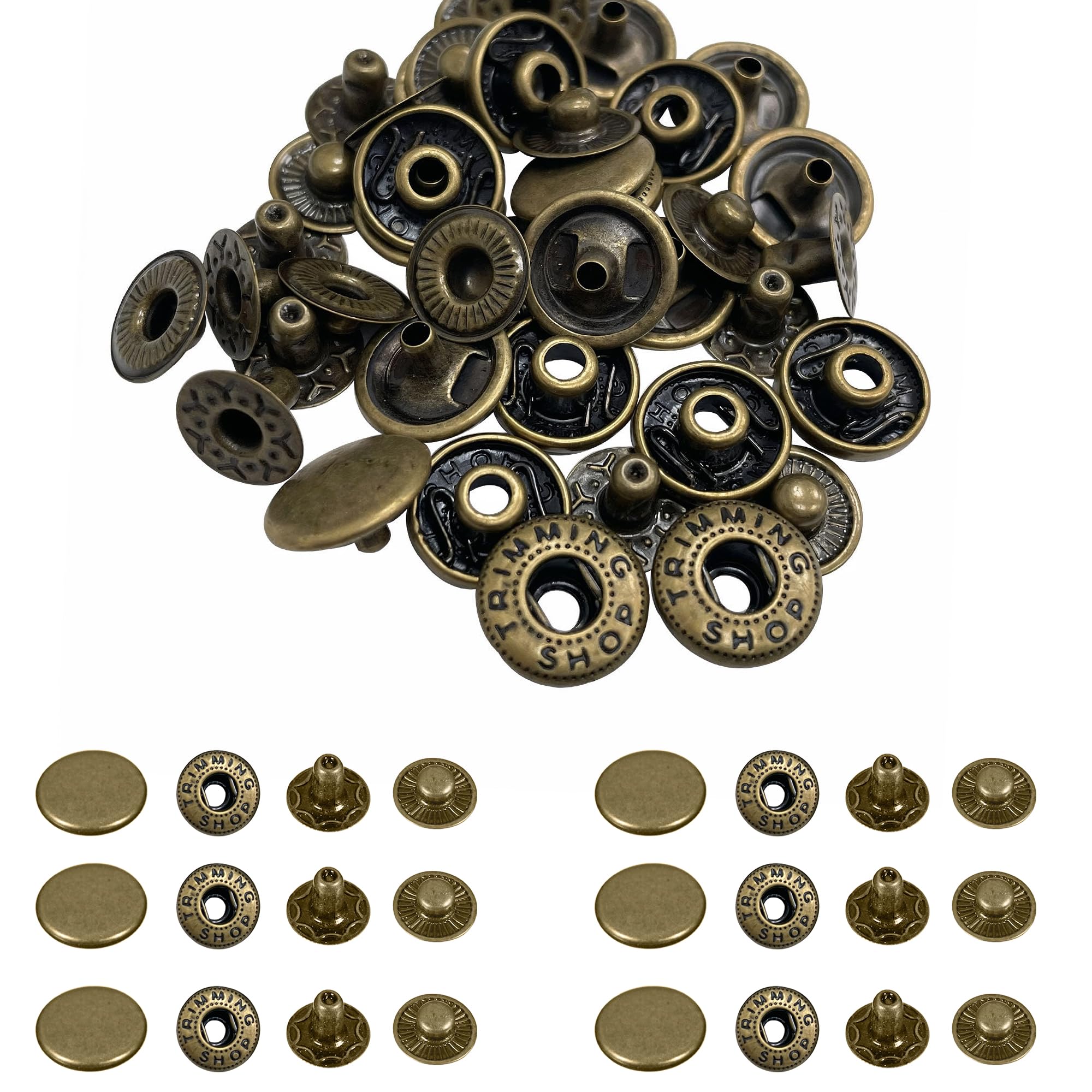 Trimming Shop S Spring Press Studs, 15mm Snap Fasteners, Bronze, 100pcs