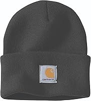 Carhartt Men's Knit Cuffed Beanie - 100% Acrylic Rib Knit Warm Hat, One Size Fits All, Durable Workwear Icon