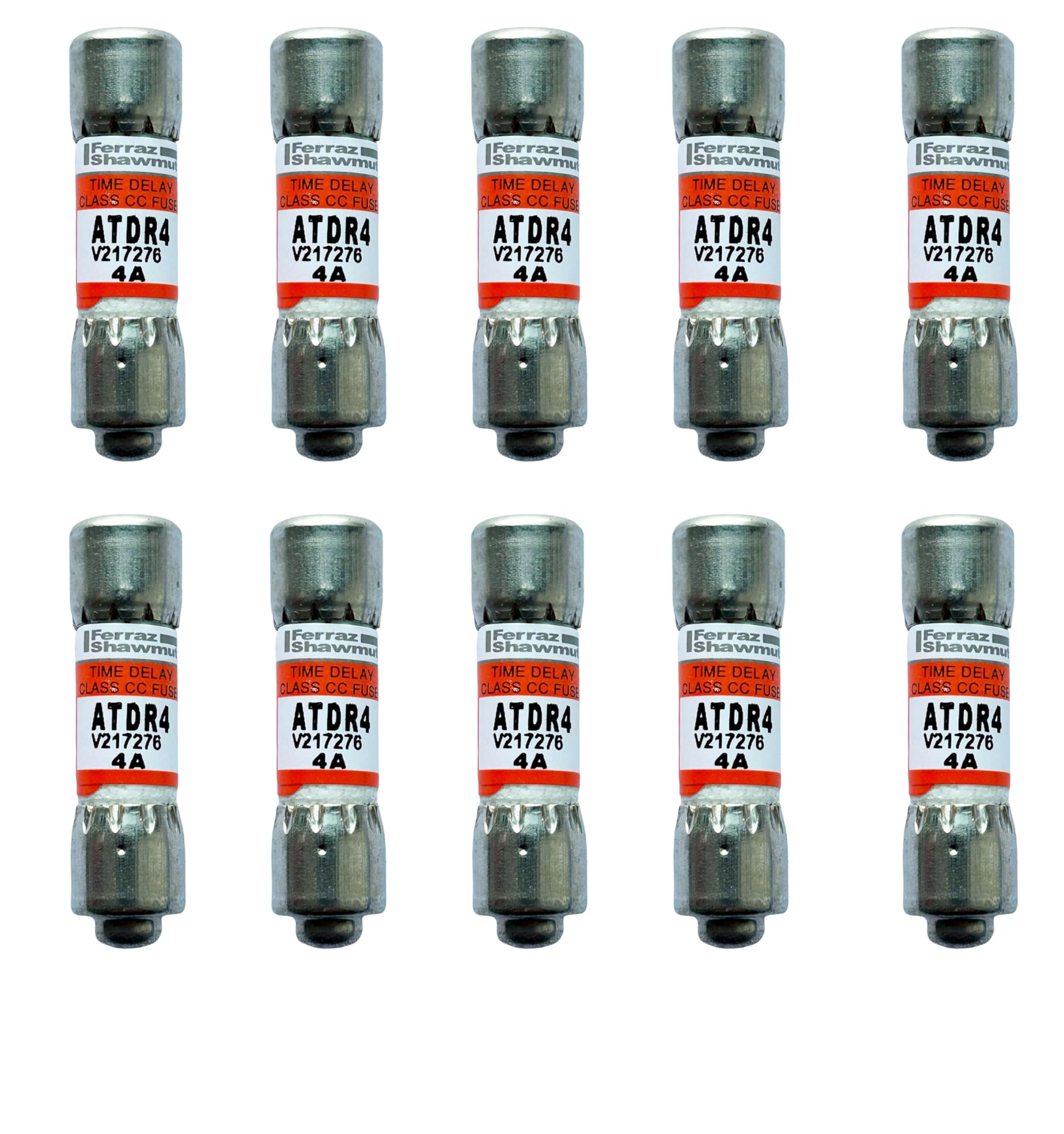 10-Pack New ATDR4 ATDR-4 ATDR-4A 600Vac Time Delay Class CC Fuse，ATDR-4A Cartridge Time-Delay Fuse