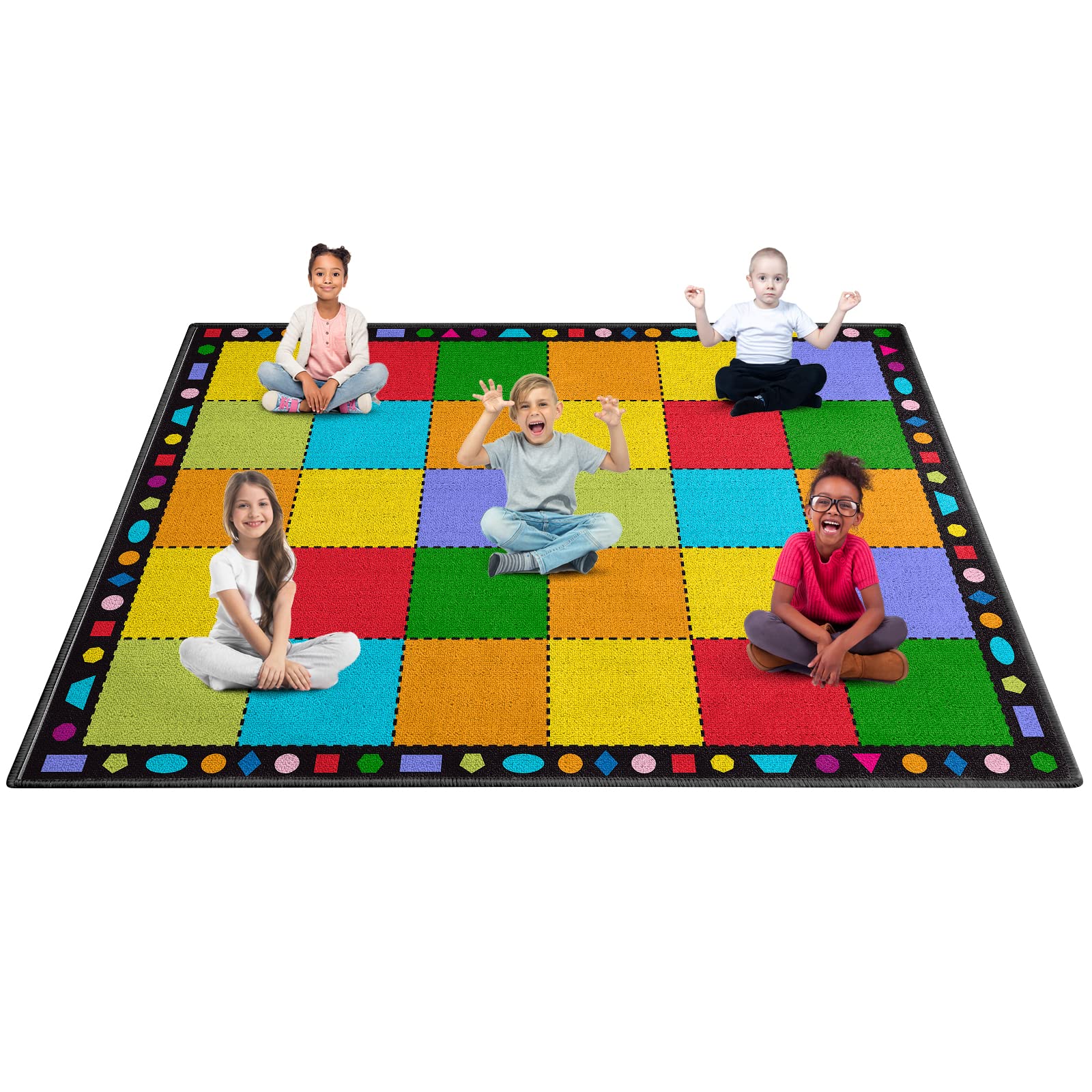 Booooom Jackson Classroom Rug Large Colorful Classroom Carpet with Non-Slip Backing, 10'4''x13' Children's School Seating Rug Elementary