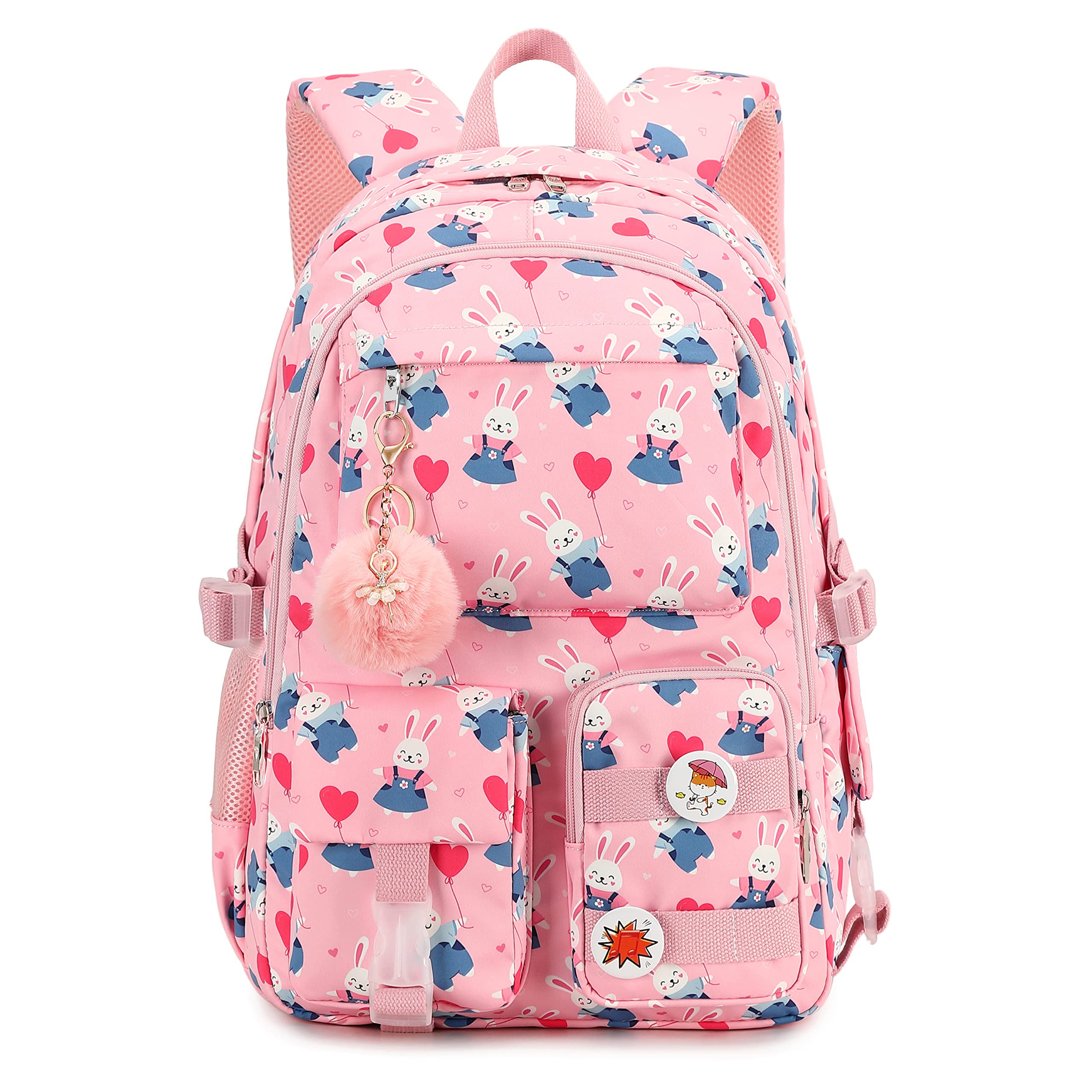 KIDNUOGirls Backpack,15.6 Inch Laptop School Bag Large Primary Elementary Middle College Bookbags Kids Backpacks for Teens Girls Women Students Anti Theft Travel Daypack (Pink, L)