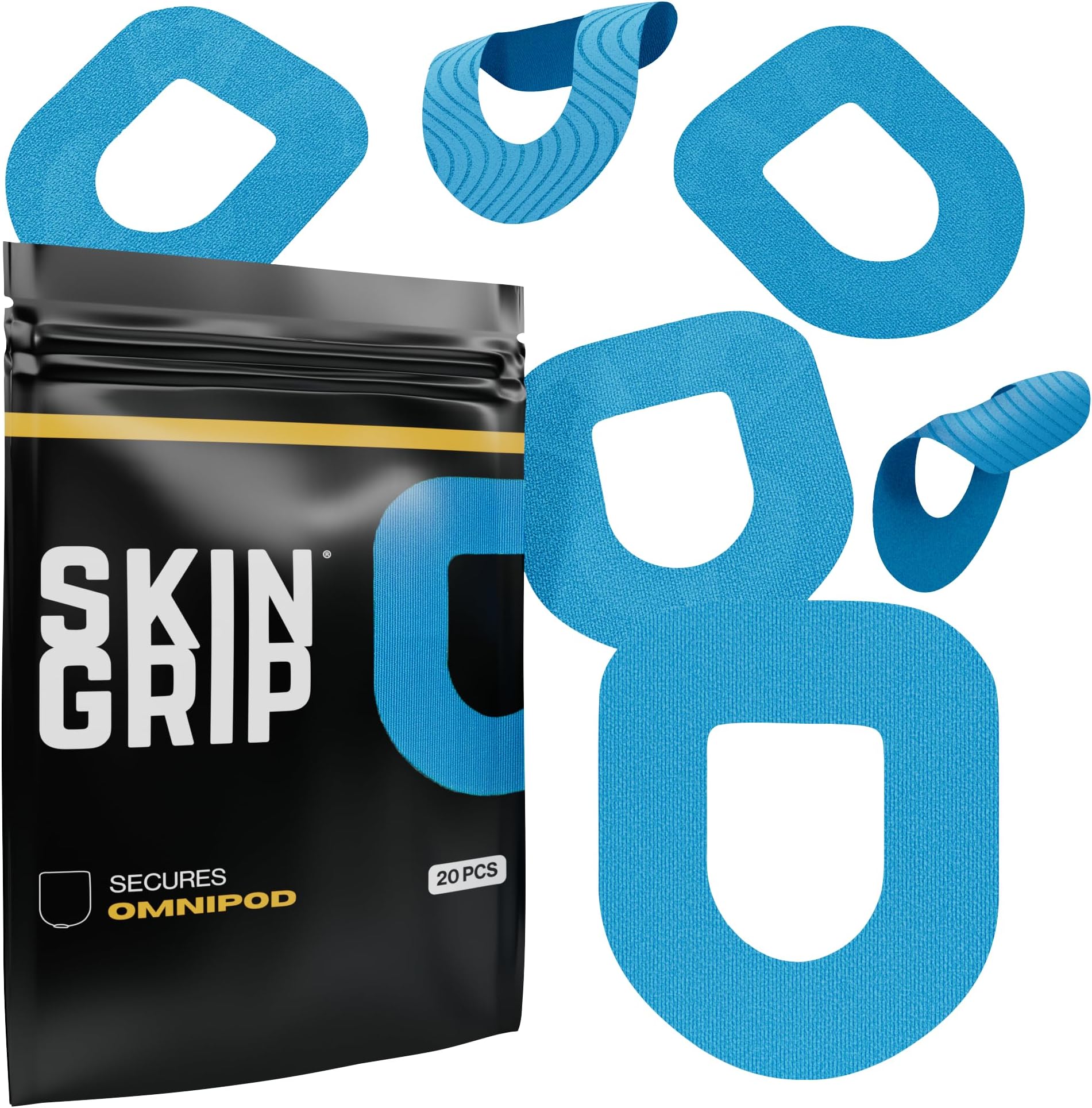 Insulet Omnipod 5 Adhesive Patches Waterproof & Sweatproof (Also Fits Omni pod Dash), Pre-Cut Medical Tape, Ultimate Insulin Pump Protection, Diabetic Sensor Covers, 20-Pack, Blue