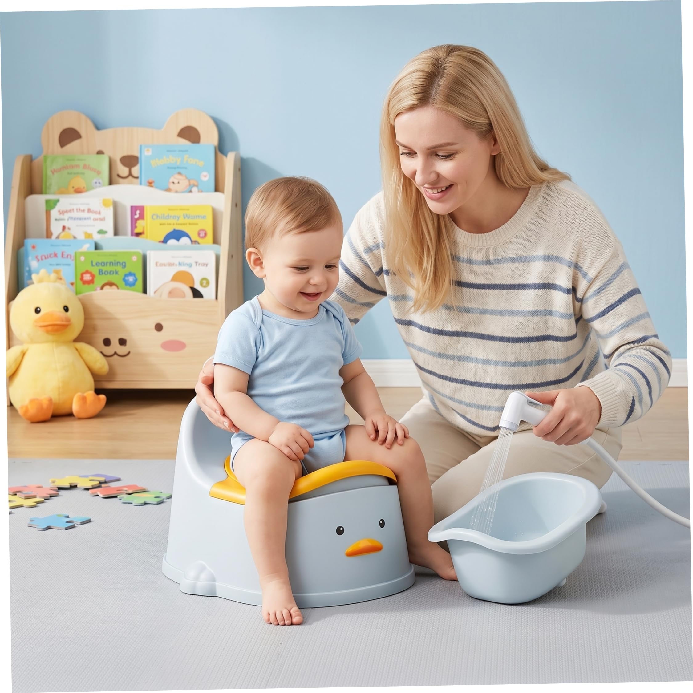 Sedili, vasino, WC per imparare a usare il vasino per bambini piccoli, antispruzzo e facile da pulire, supporto per schienale alto, (piccolo, 0-2 anni), blu