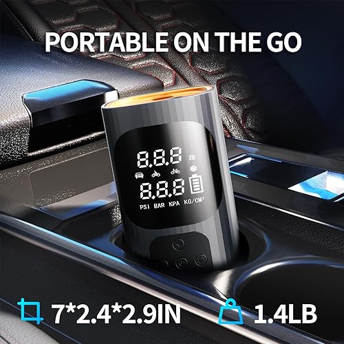 Miniatura 5 de Compresor de aire portátil para inflador de neumáticos, compresor de aire portátil 3 veces más rápido, bomba de aire inalámbrica de 16000 mAh para