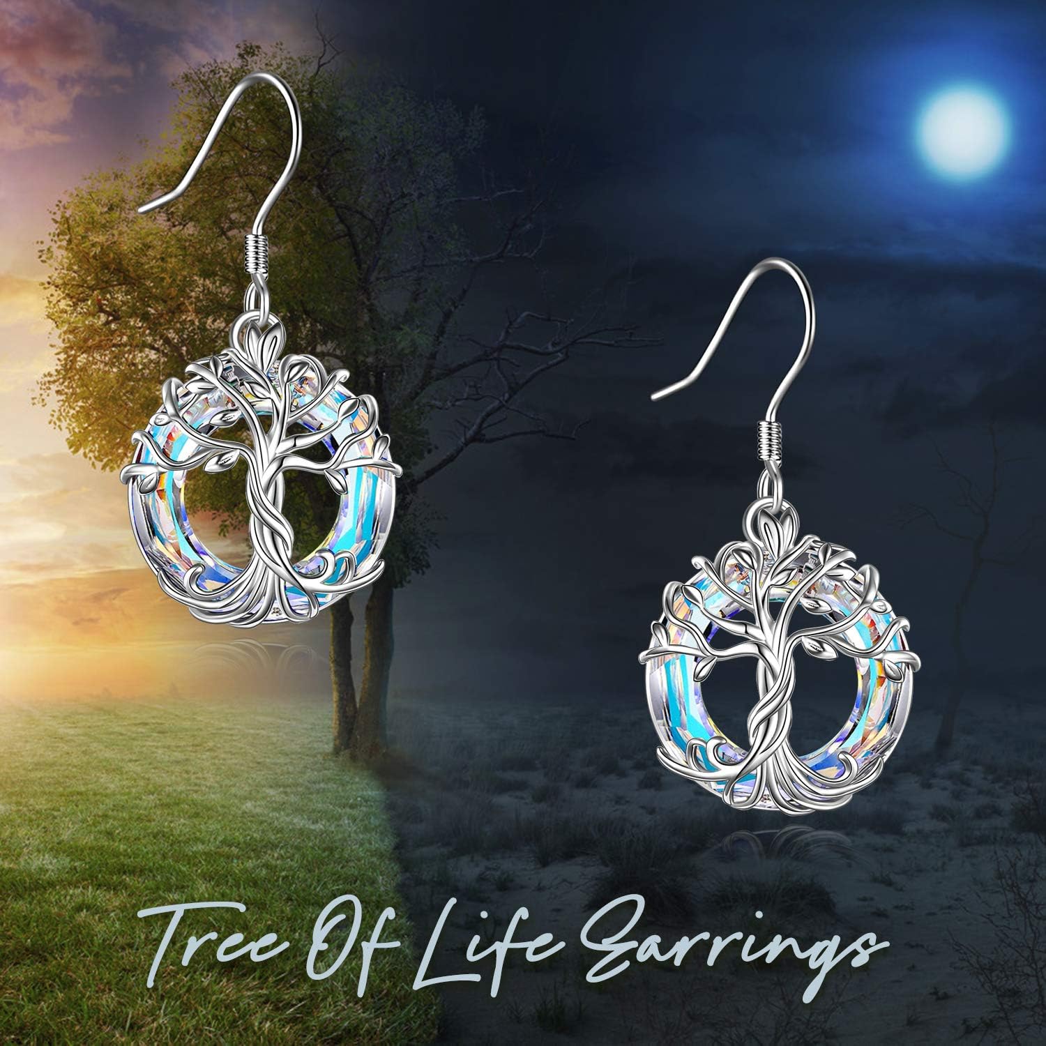 TOUPOP Tree of Life Earrings 925 Sterling Silver Family Tree Dangle Drop Earrings Crystal Jewelry Birthday Christmas Gifts for Women Her - Image 5