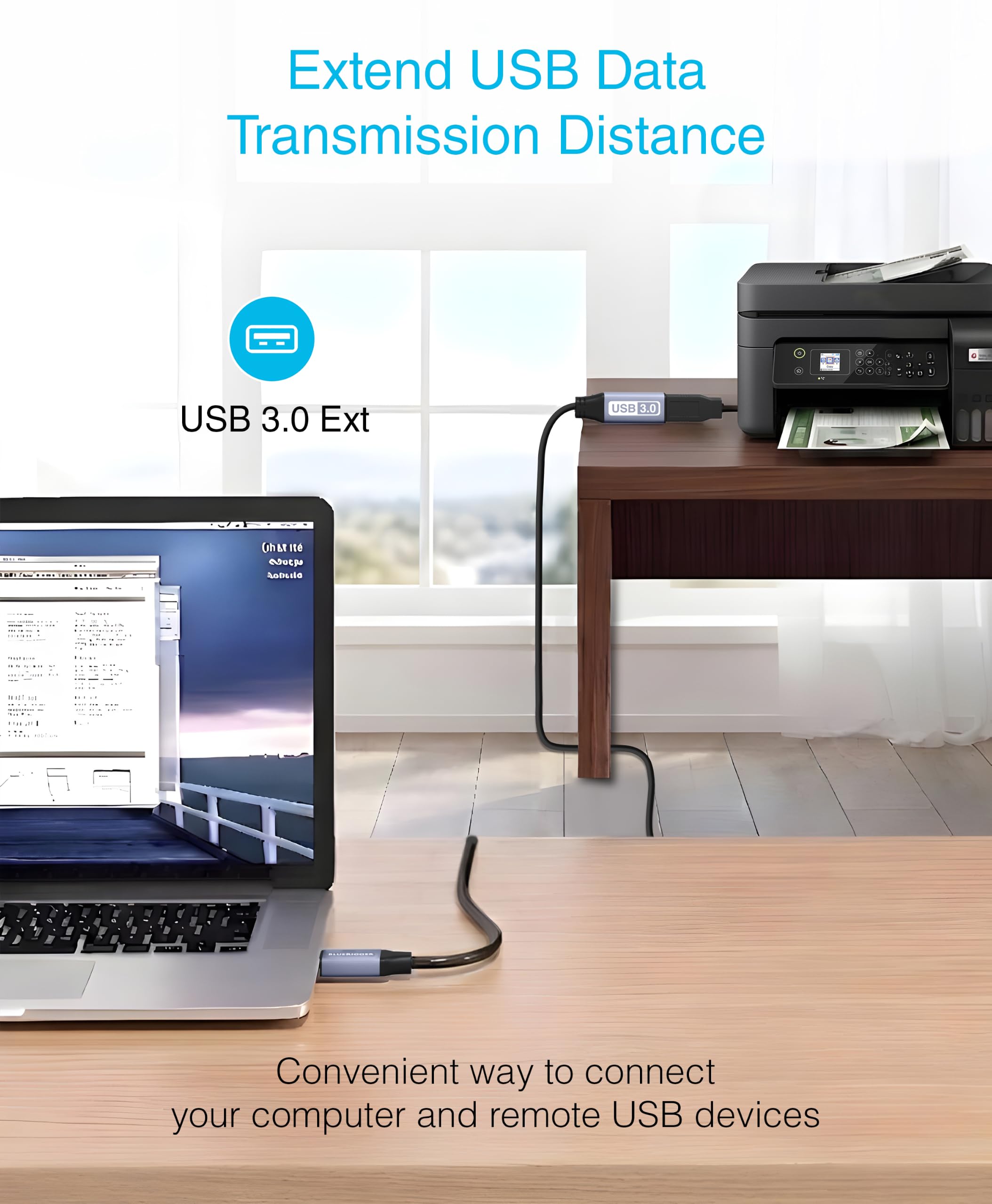 BlueRigger Cable de extensión activo USB 3.0 (6 pies, 2 unidades)