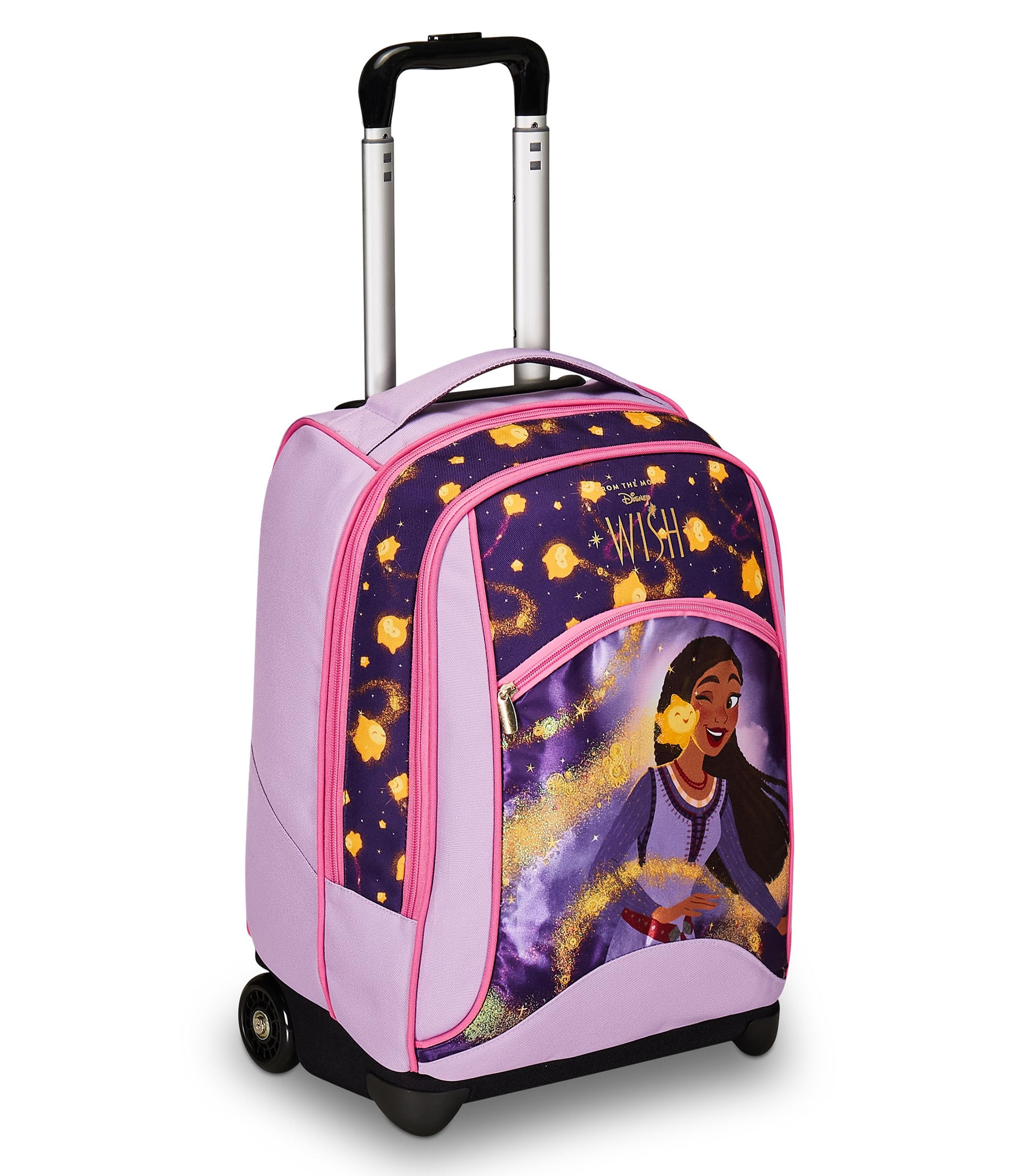 Disney Trolley Scuola Big - Seven - WISH STRONG HEART, BRIGHT SPIRIT - Doppio Scomparto, Tasca Porta Borraccia e Crossover System, Zaino Scuola Viaggio, Bambina Ragazza