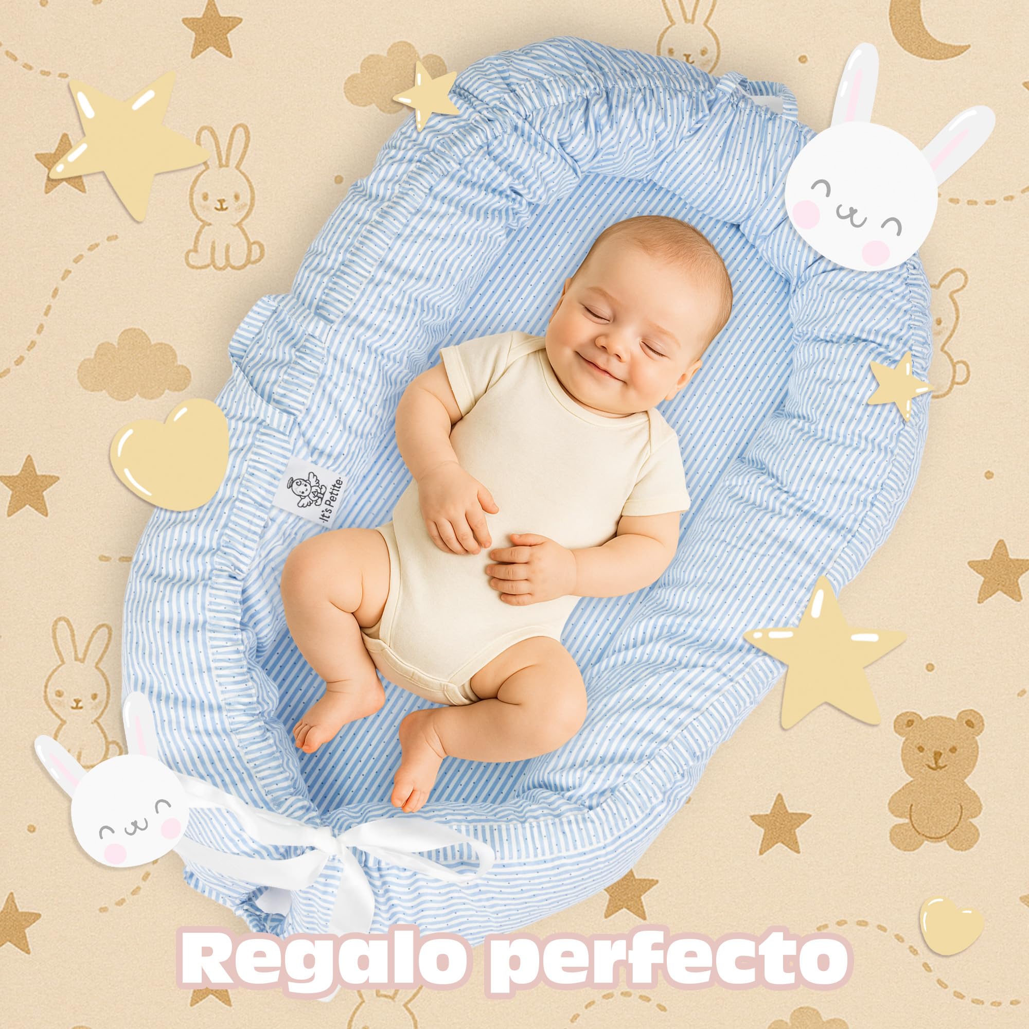 It's Petite Nido Bebe Recien Nacido con Saco de Dormir a Juego - Reductor Cuna Bebe 100% Algodón Eco - Baby Nest con Pijama a Juego