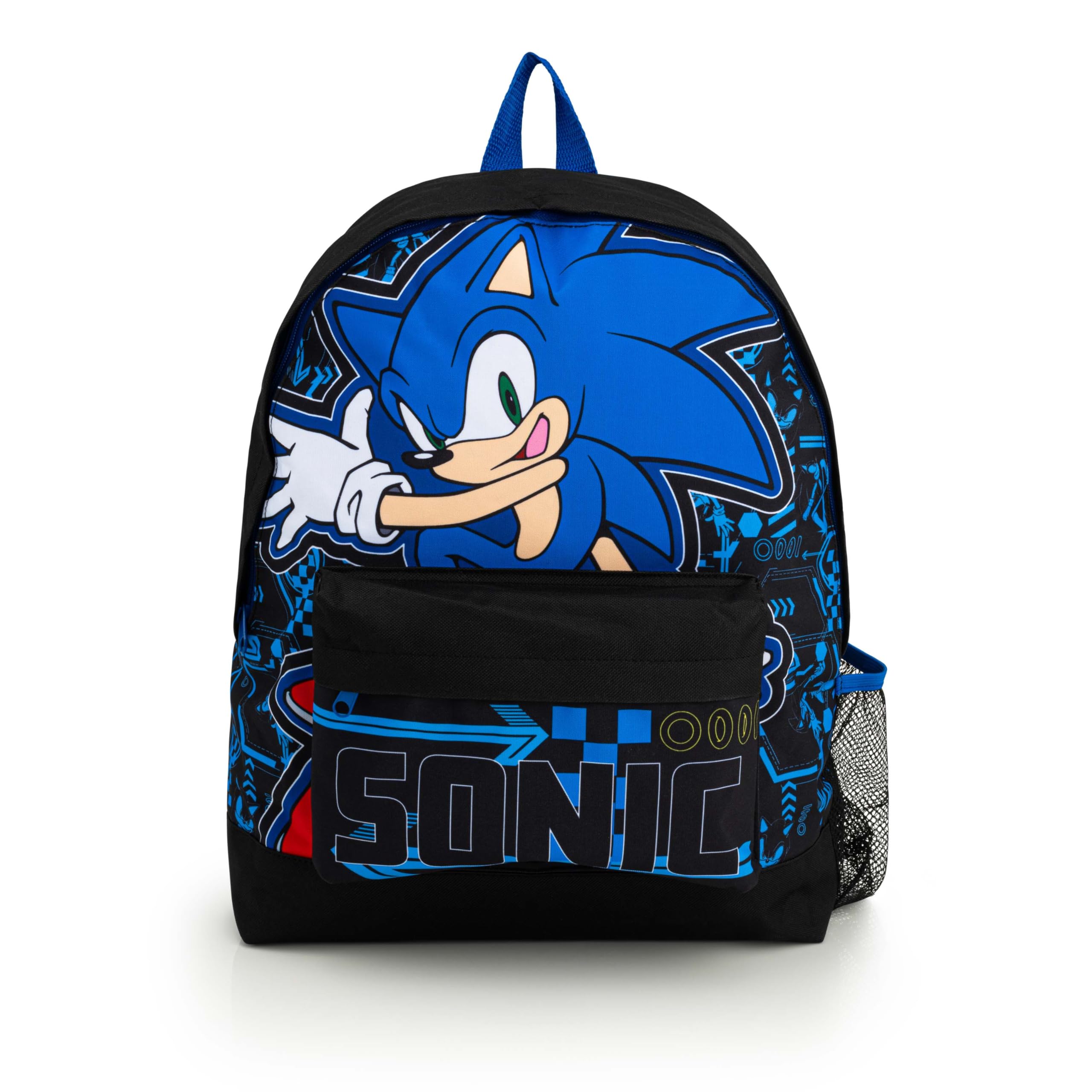 Mochila escolar Sonic The Hedgehog con bolsa de almuerzo, estuche y botella de agua, para niños con correas acolchadas ajustables