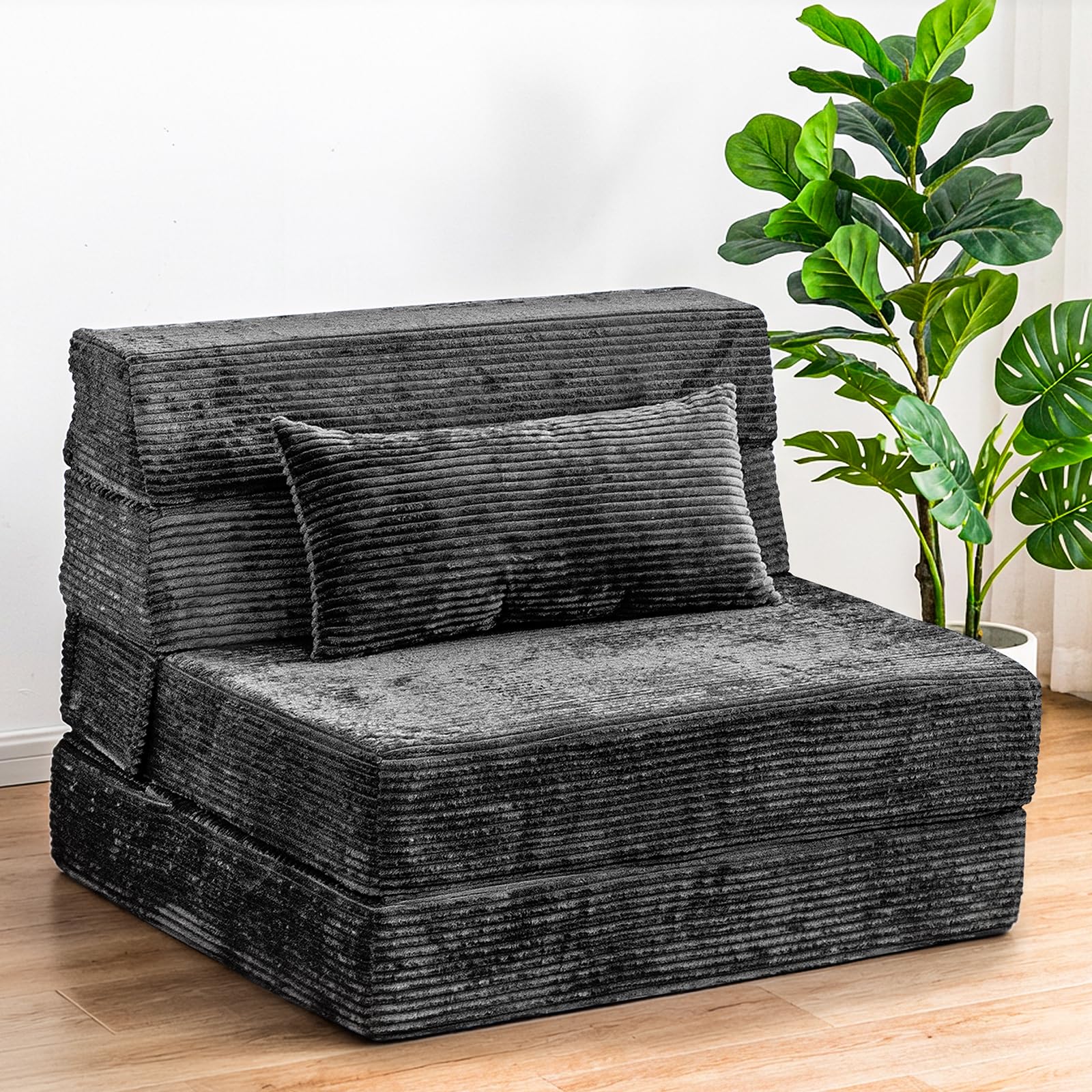 Folding Sofa Bed Convertible Sleeper Chair with Pillow High Density Memory Foam Fold Out Couch Foldable Mattress Futon