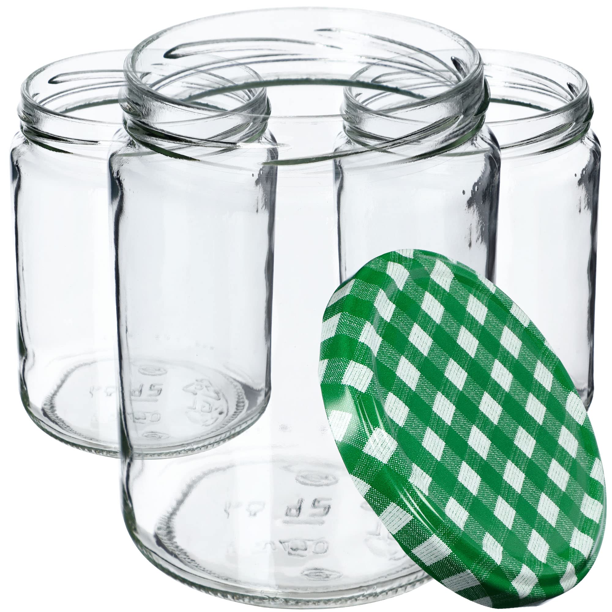 KADAX Botes Herméticos, Tarros Vidrio para Conservas, 540 ml, Tarros de Conserva, Tarros para Tapa de Rosca, Cristal Antigoteo, Cristal de Mermelada, Tarros Redondos (48 unidades), Color Verde