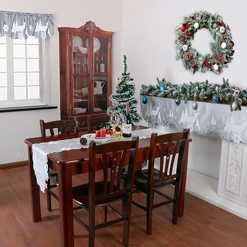 Miniatura 7 de Simhomsen Camino de mesa de reno plateado bordado para Navidad (13 x 54 pulgadas)