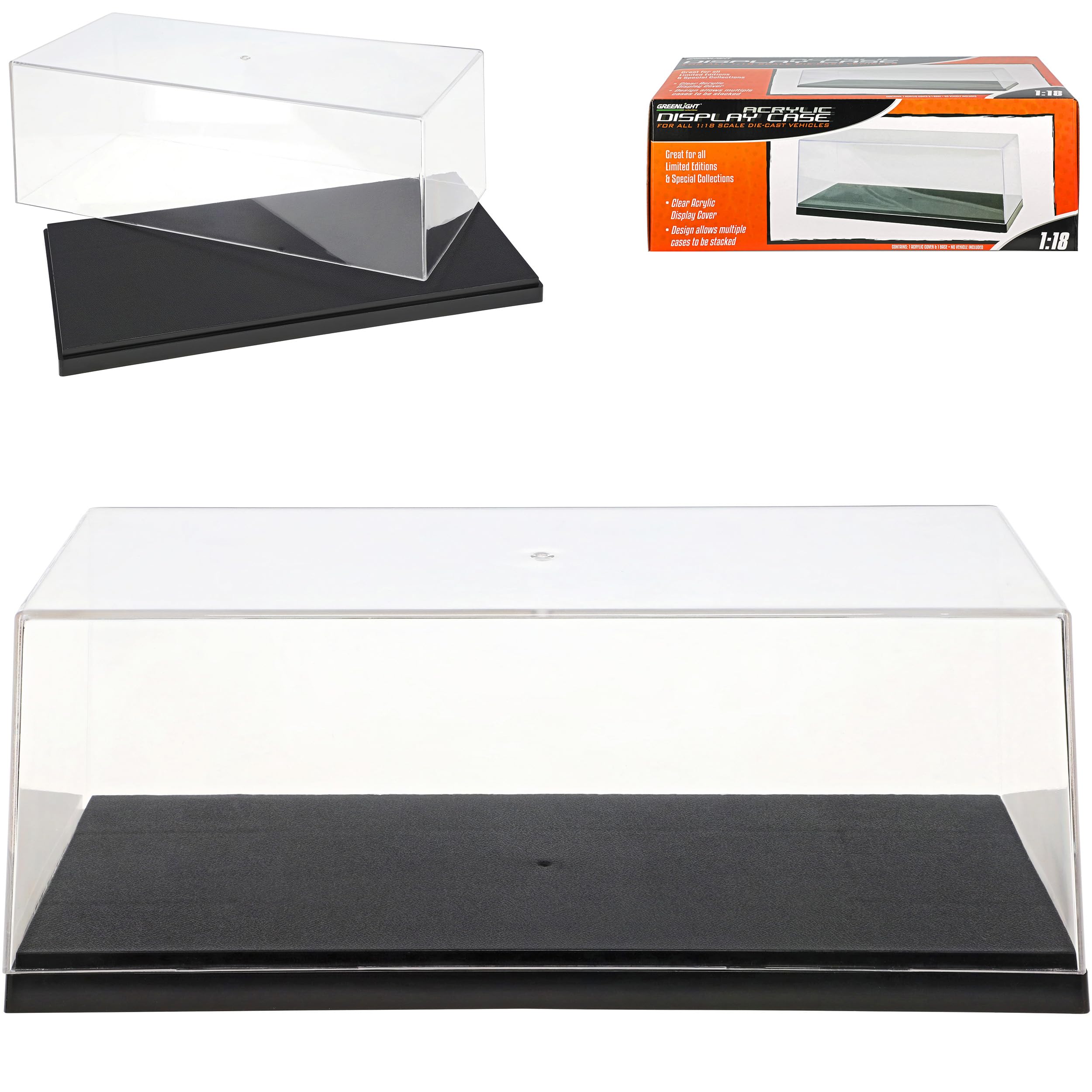 Acryl Vitrine Mit LED Beleuchtung Für Modellautos 1/43 Bis 1/24 – Schwarzer Sockel, Verstellbare LEDs