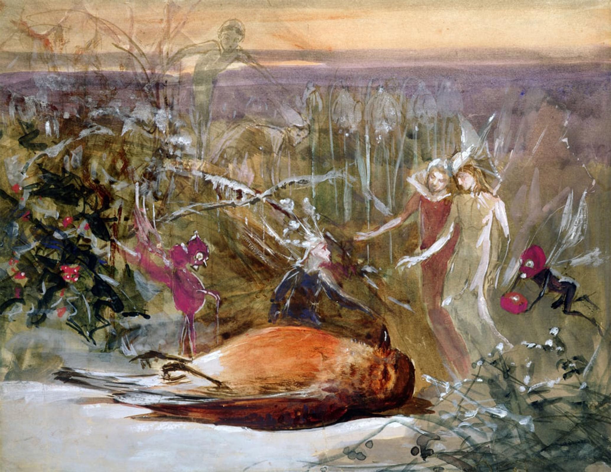Posteriik No Frame Vintage Classic Picture Landscape Artwork Who Killed Cock Robin By Anster Fitzgerald Portrait Canvas Painting For Office Home Decor 60X90cm