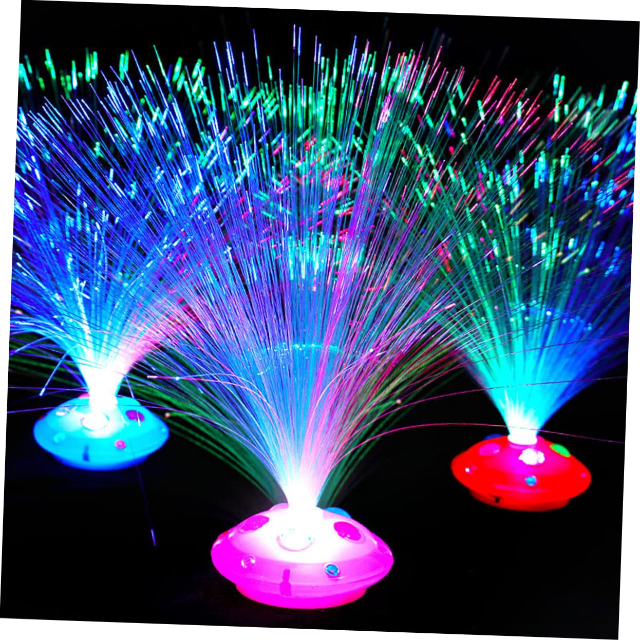 Veemoon Battery-Powered Led Fiber Optic Lights 12pcs Color Changing Night Light for Wedding Party