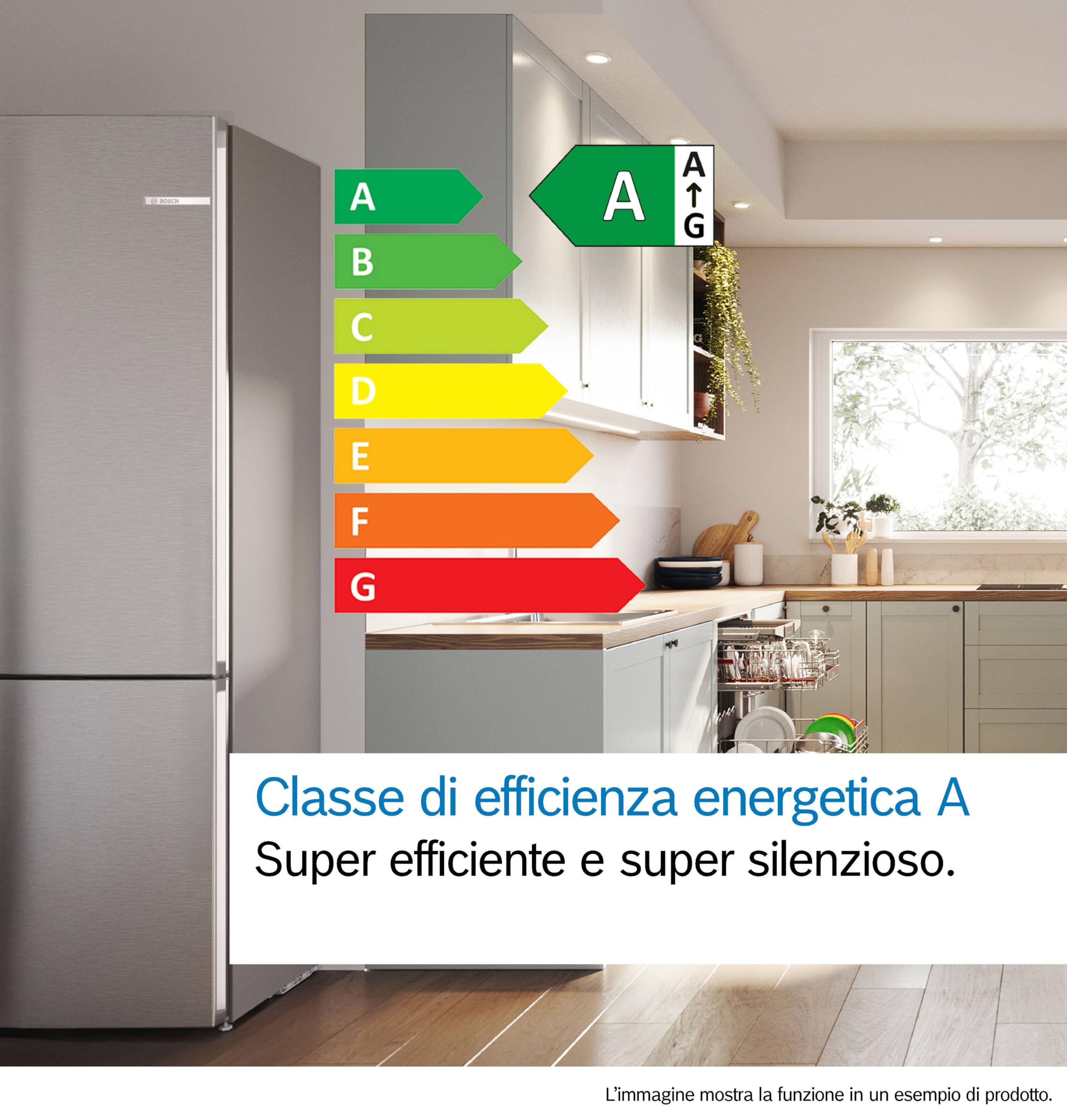 Bosch KGN392LAG Serie 4, Frigorifero combinato da libera installazione, Total No Frost, VitaFresh XXL: Spazio extra-large per i tuoi cibi freschi, PerfectFit, Luce LED, Acciaio, 203 x 60 cm