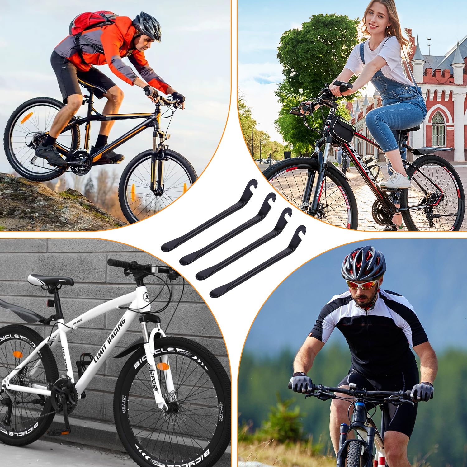 Kit 4 Démontes-Pneus Vélo Cozlly - Acier Inoxydable Noir