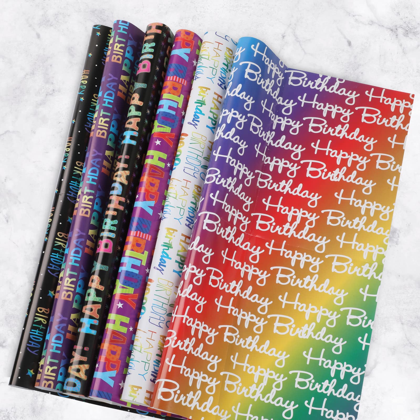 Fanshiontide Lot De 6 Feuilles De Papier Cadeau D'anniversaire