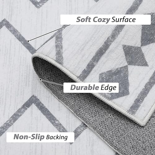 Miniatura 2 de FairOnly Alfombra marroquí lavable de 5 x 7 pies, alfombra moderna, lavable, con parte trasera de goma antideslizante, tapete desgastado gris,