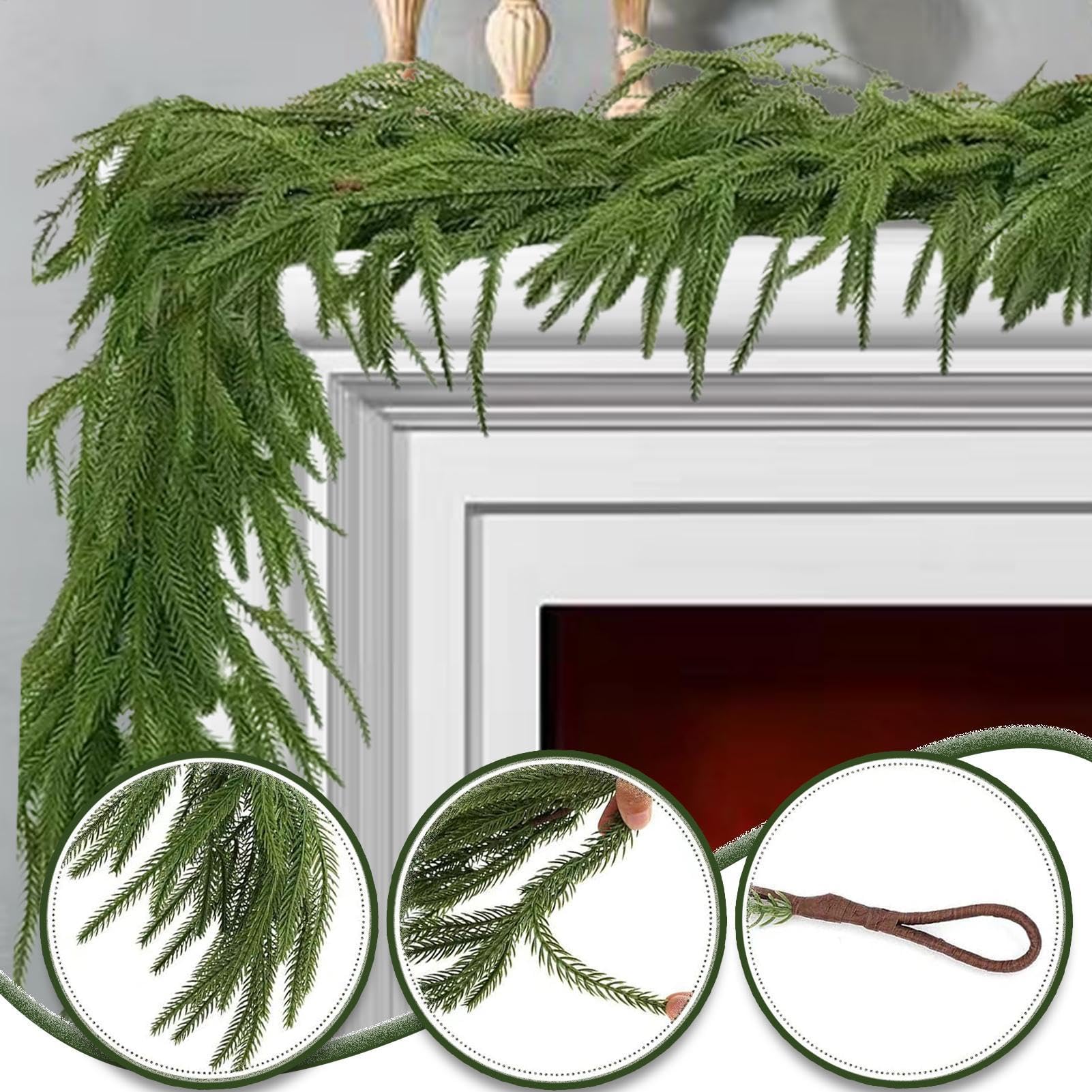 Garland de Navidad para barandilla de escaleras, Corona de Pino Artificial