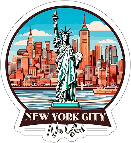 Adhesivo de la ciudad de Nueva York, resistente a la intemperie, para exteriores, tamaño pequeño, impermeable, para botella de agua, taza,