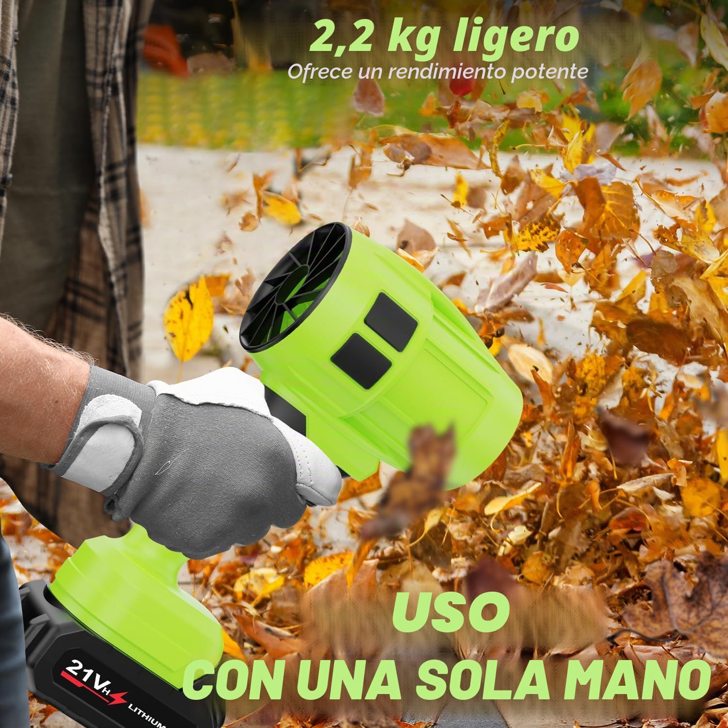 Soplador de hojas inalámbrico con batería, soplador de chorro turbo, soplador de hojas de mano de 55000 rpm, 2 baterías de 4.0 Ah para el cuidado del césped, patio, soplar hojas, soplar nieve