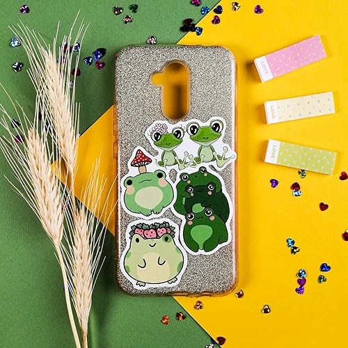 Miniatura 8 de BulbaCraft Conjunto de calcomanías de ranas kawaii, 50 piezas de vinilo verde y blanco para niños, impermeable, resistente a los arañazos, uso en