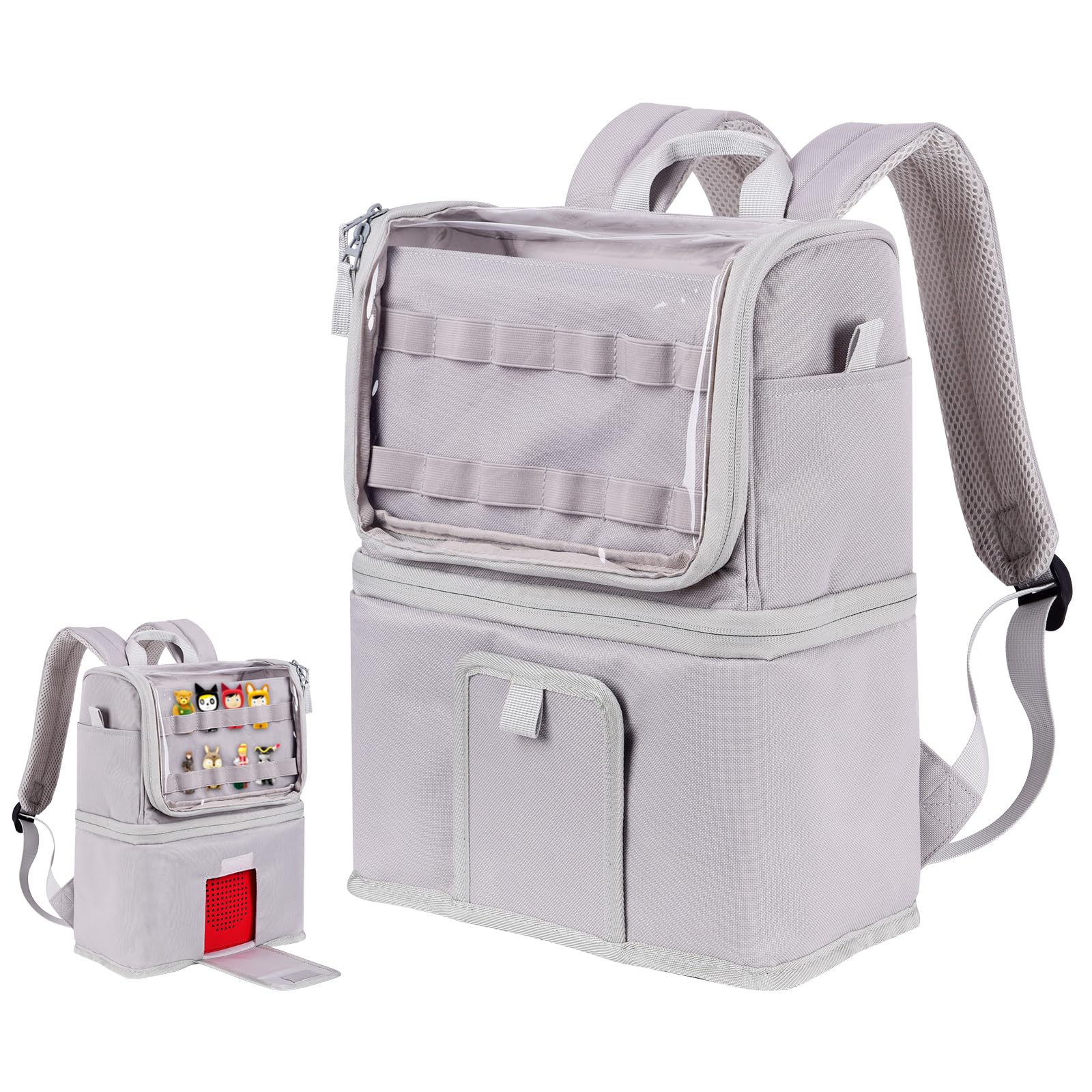 Storage Backpack for Toniebox, Carrying Case Bag for Tonie Figures, Charging Station & Headphone (Grey)