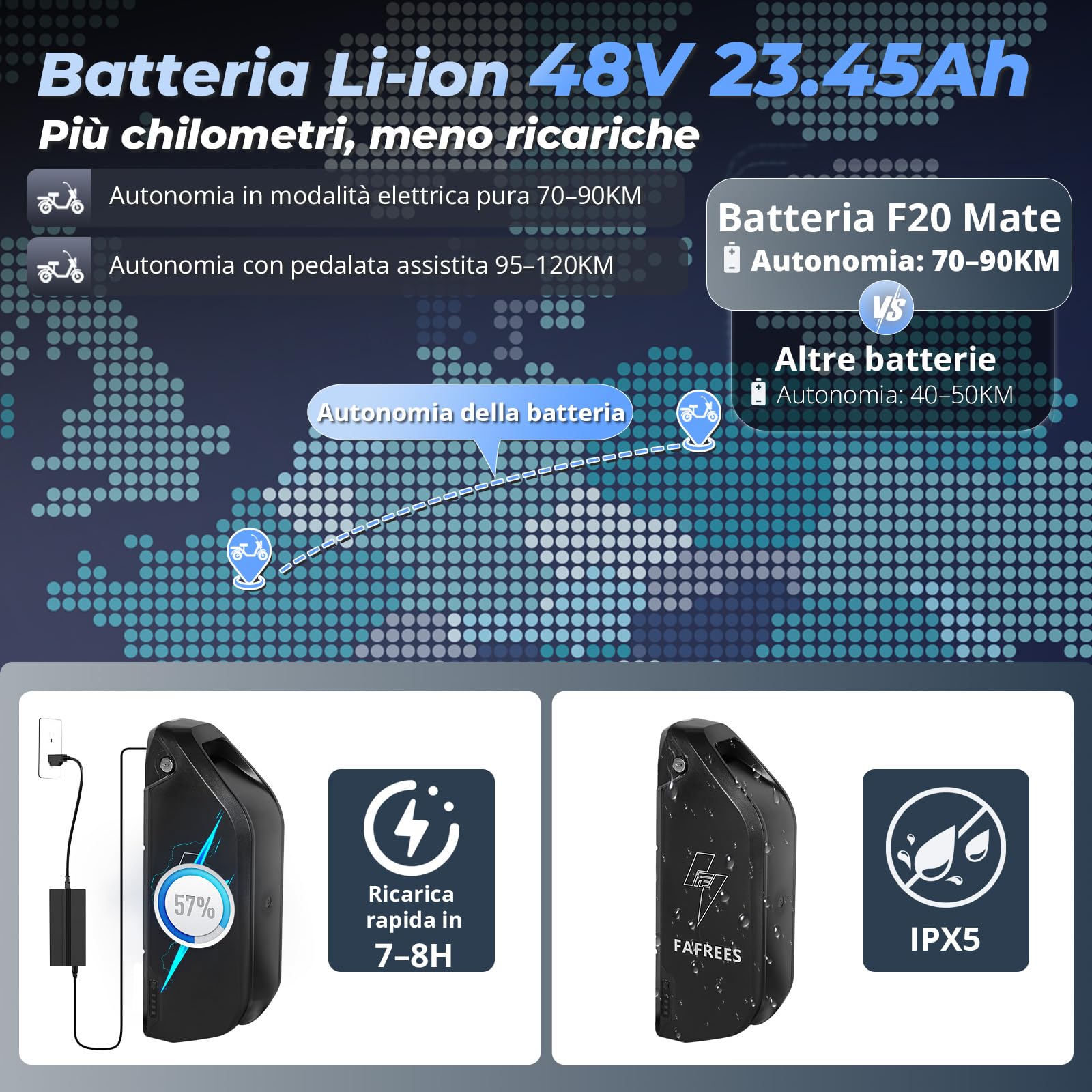 Fafrees Triciclo Elettrica 48V23Ah Batteria Rimovibile Bici Elettrica Pieghevole a 3 Ruote 20"×3.0", Autonomia 70-120km, Ebike per Adulti Uomo Donna, Freni a disco idraulici