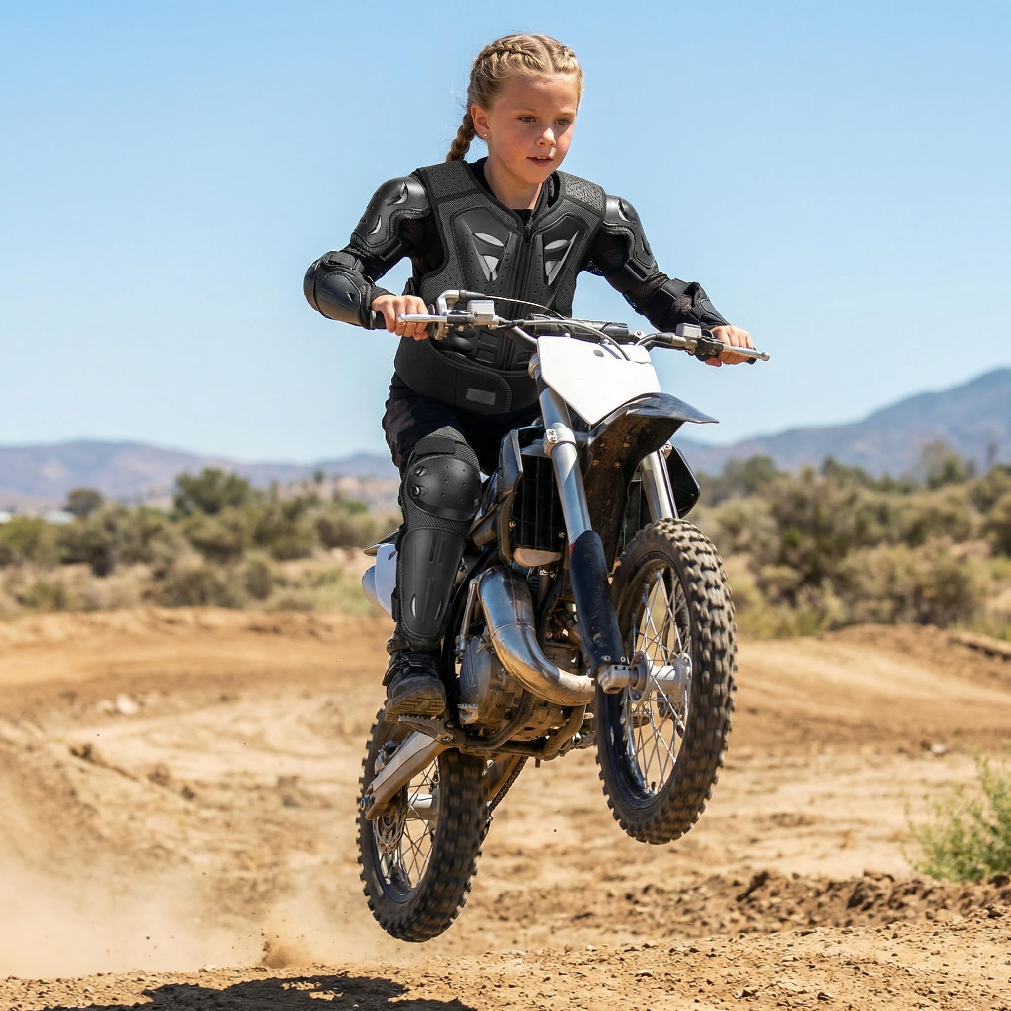 Lot de 5 protections de corps de moto pour enfants de 5 à 13 ans, gilet de protection pour motocross, genouillères, coudières, armures de moto, équipement de protection pour enfants