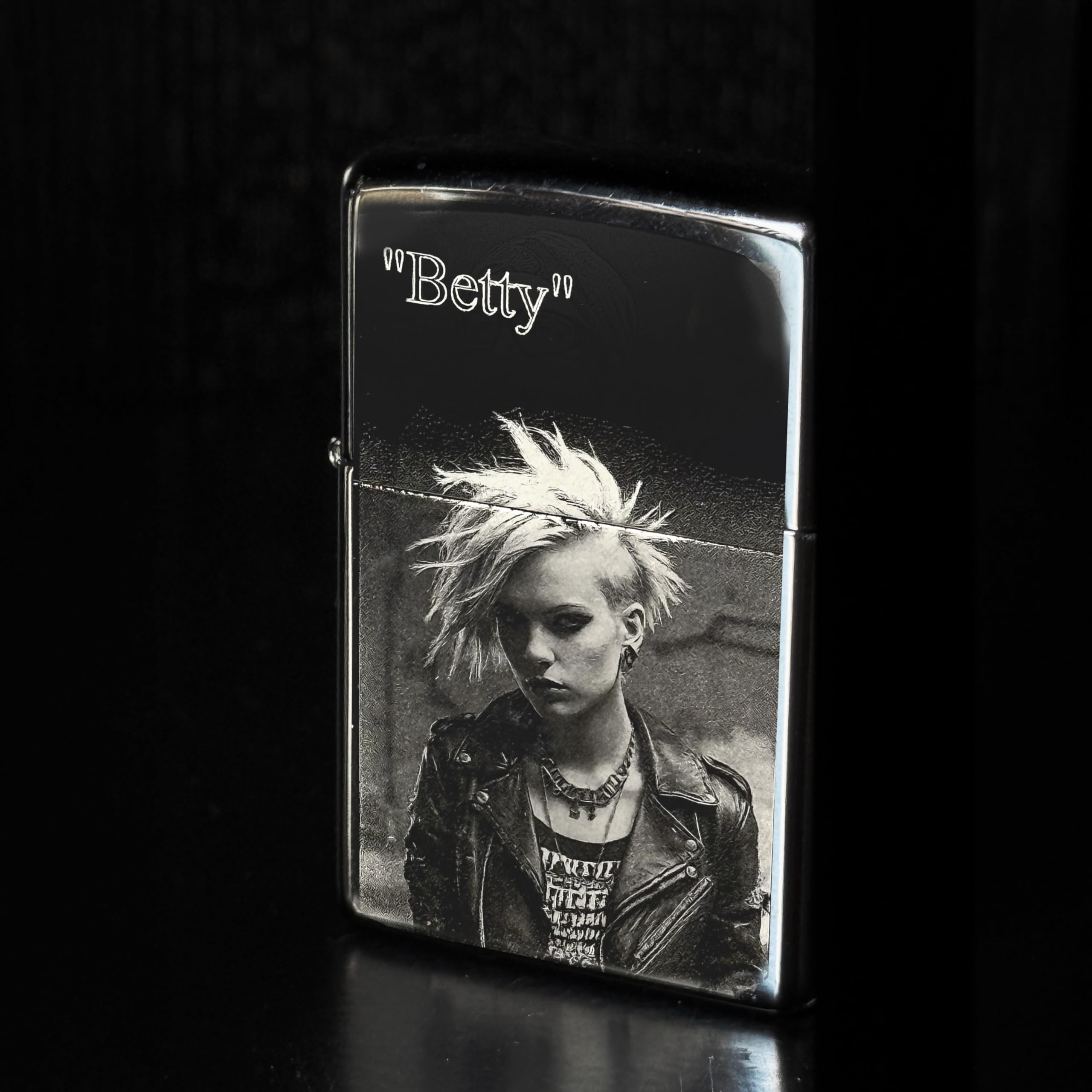 Contento | Zippo Feuerzeug mit Gravur | Personalisiertes Sturmfeuerzeug mit Foto und Text Gravur, Geschenkidee, Vatertag | Sturmfeuerzeug mit Deinem Foto und Wunschtext | Chrom Exklusives Zippo