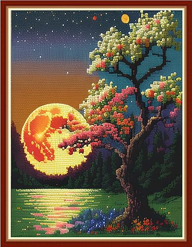 Miniatura 30 de Redxing Kits de punto de cruz estampados, kit de bordado para principiantes y adultos, gama completa de patrones de bordado, kits de iniciación