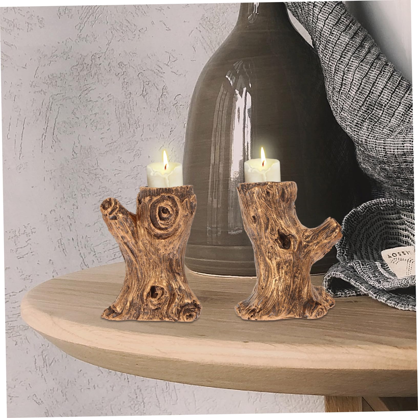 Yardenfun 1 Pair Branch Shaped Candle Cartoon Candle Party Candle Candlestick Ornament Candlestick for Home Tree Stump Shaped Candle Home Candle