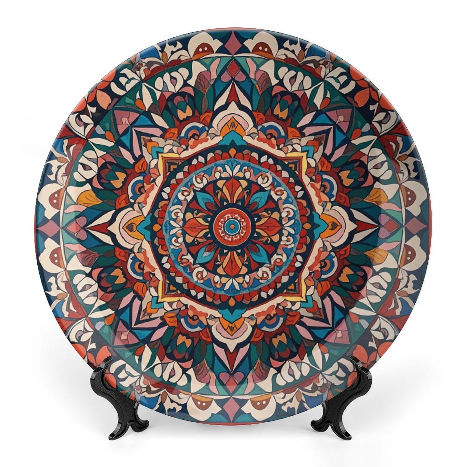 Assiettes à dessert en porcelaine 20,6 cm style tapisserie mandala chic