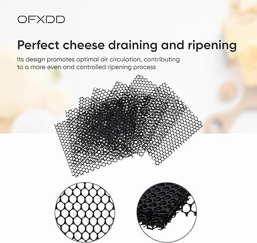 Miniatura 4 de Tapete de drenaje para queso, paquete de 6, tapete negro de plástico, malla de maduración y secado de quesos