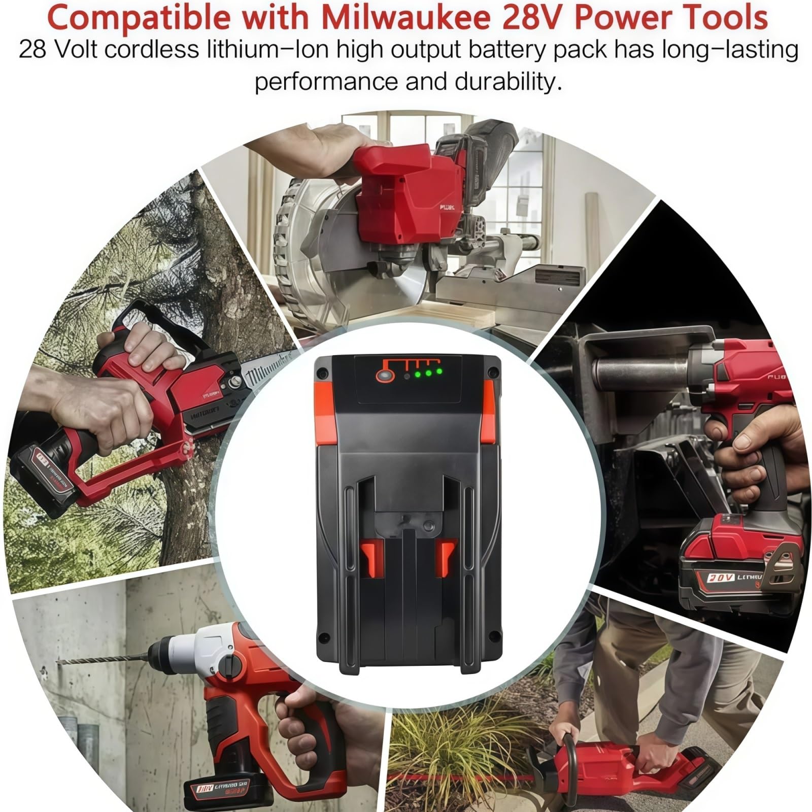 Akumulator do elektronarzędzi 10000 mAh, kompatybilny z MILWAUKEE. M28 V28 M28BX M28B 48-59-2819 0730-20 Akcesoria do akumulatorów 48-11-2830 W do elektronarzędzi.(10000mAh)