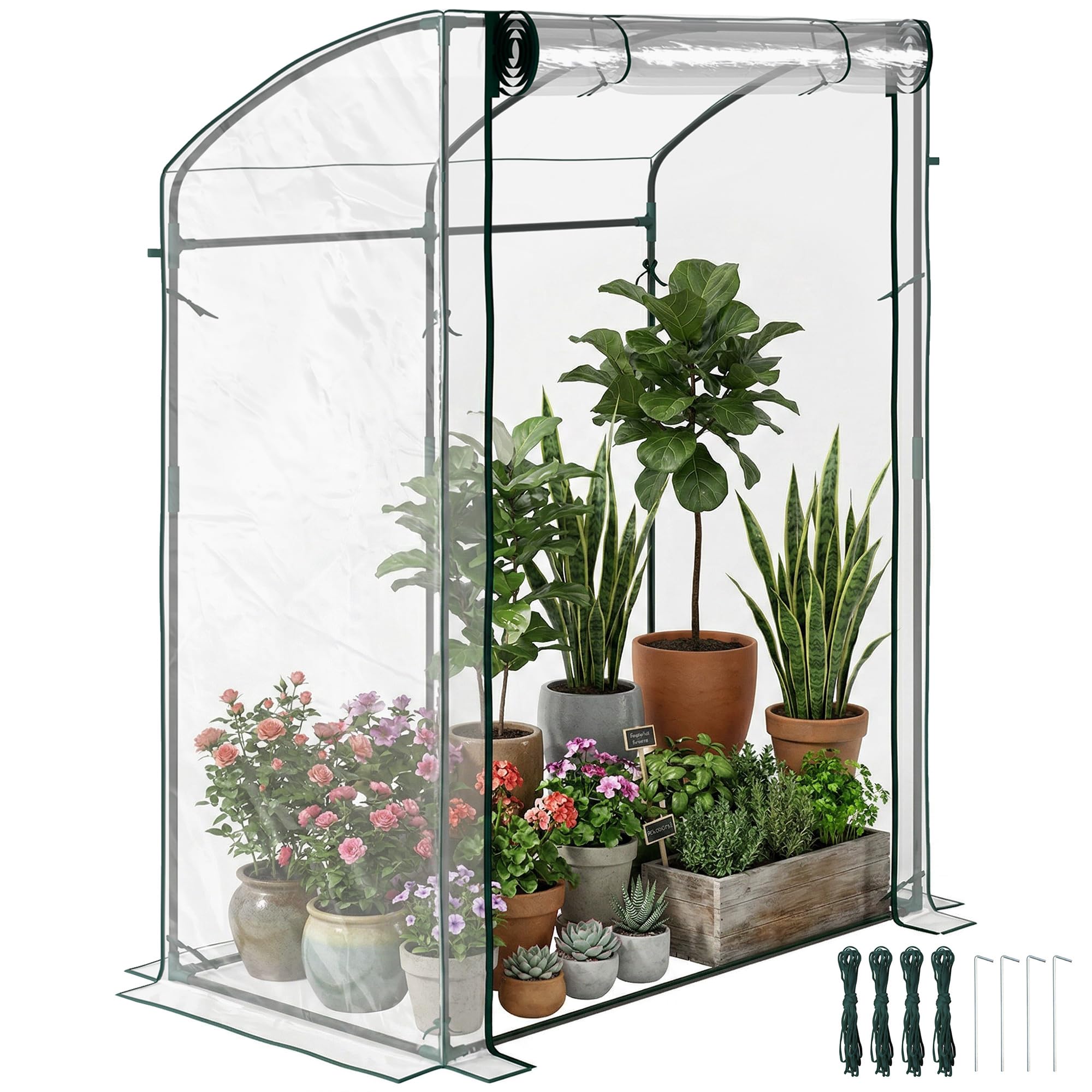 Outsunny Serre avec Porte Toit arqué 128x70x170 cm Transparent
