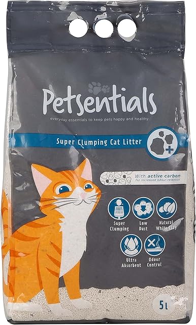 Petsentials Super Clumping Cat Kitten Litter, Ultra Absorbent Natural Cat Litter with Active Carbon (10L) White