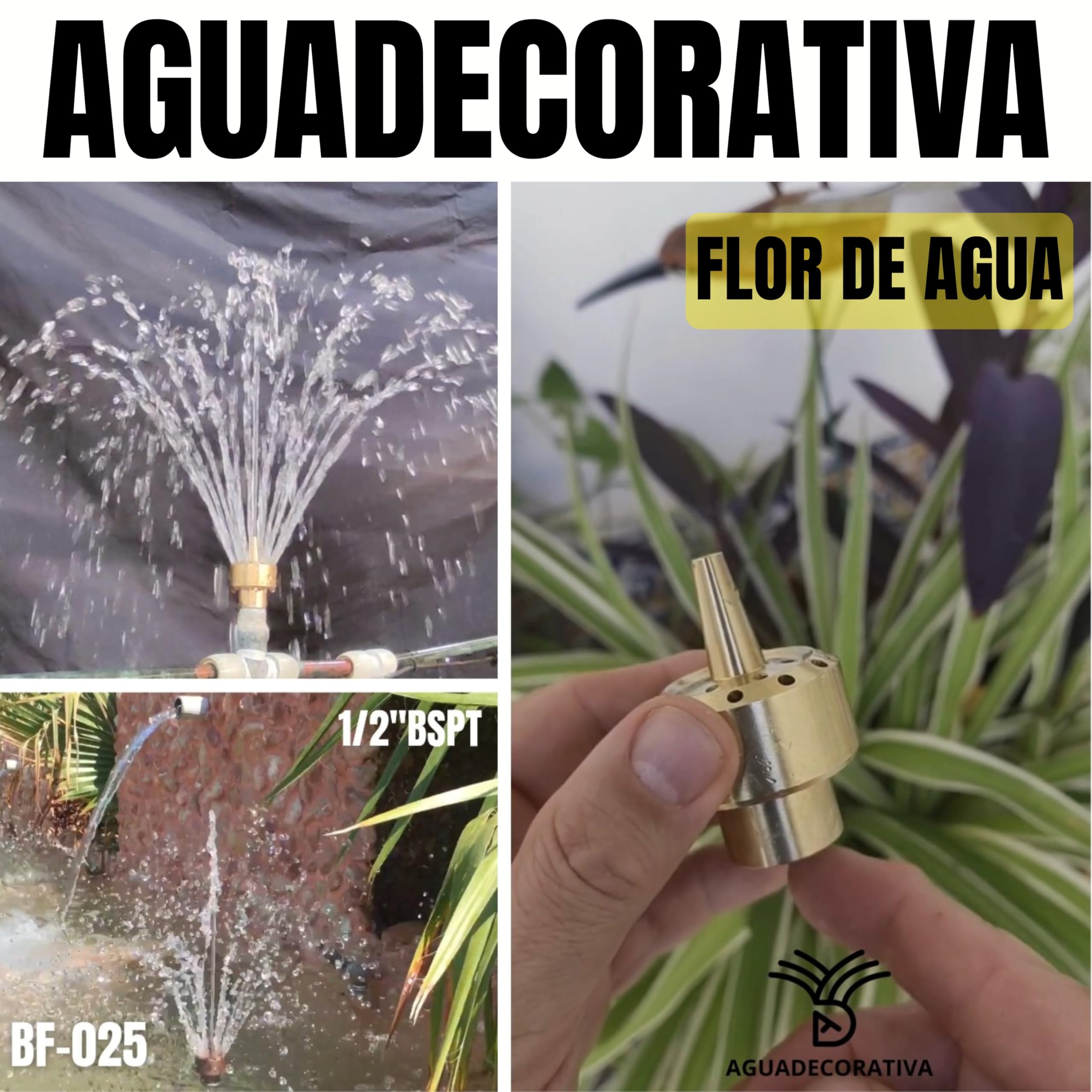 Toberas para Fuentes de Jardín - Flor de Agua 1/2" (Latón)