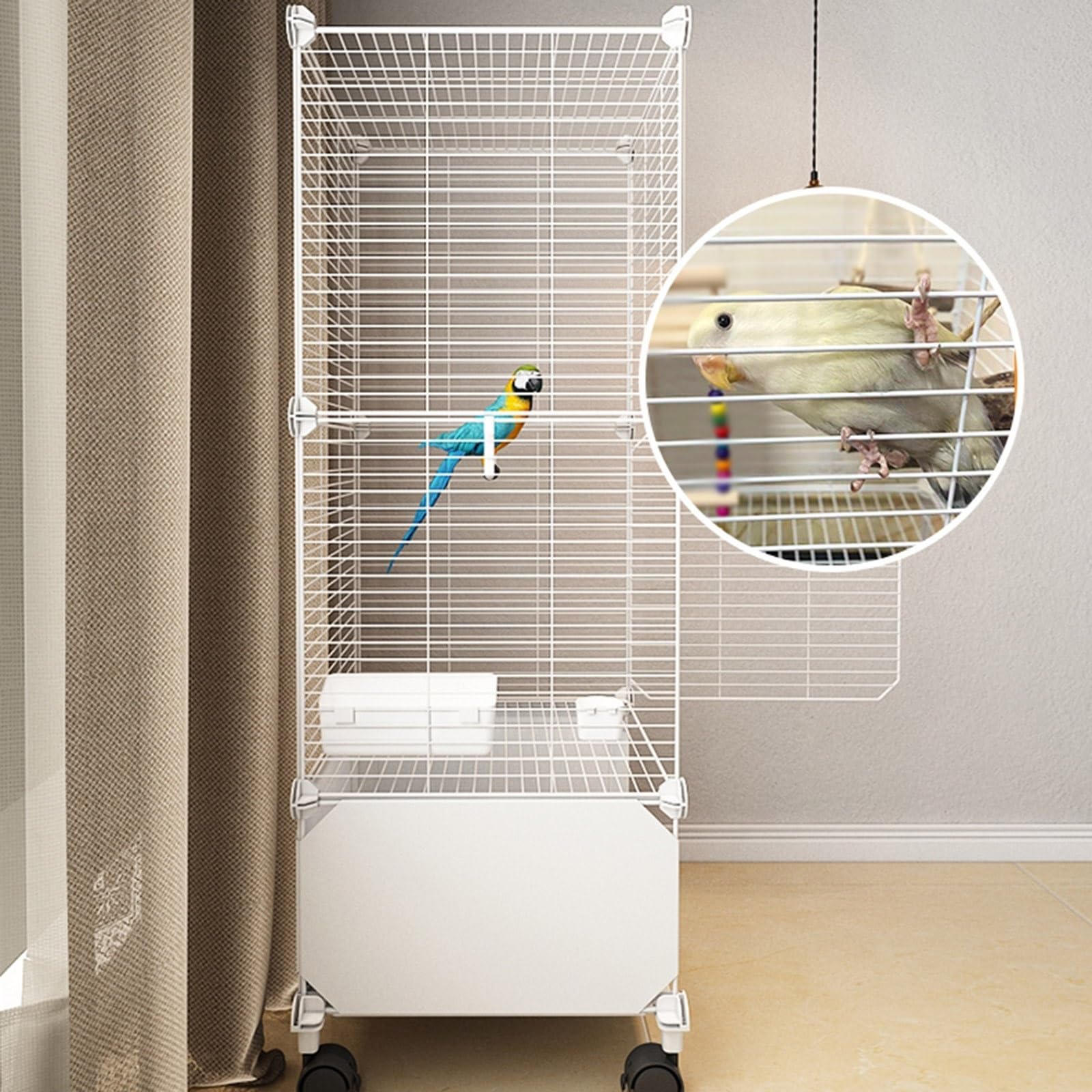 Jaula para pájaros, Jaula para Loros, Jaula para periquitos con Bandeja extraíble para Loros, cacatúas, periquitos, Palomas, Jaula de Vuelo para pájaros (tamaño: 70 x 35 x 123 cm) (70 x 35 x 88 c